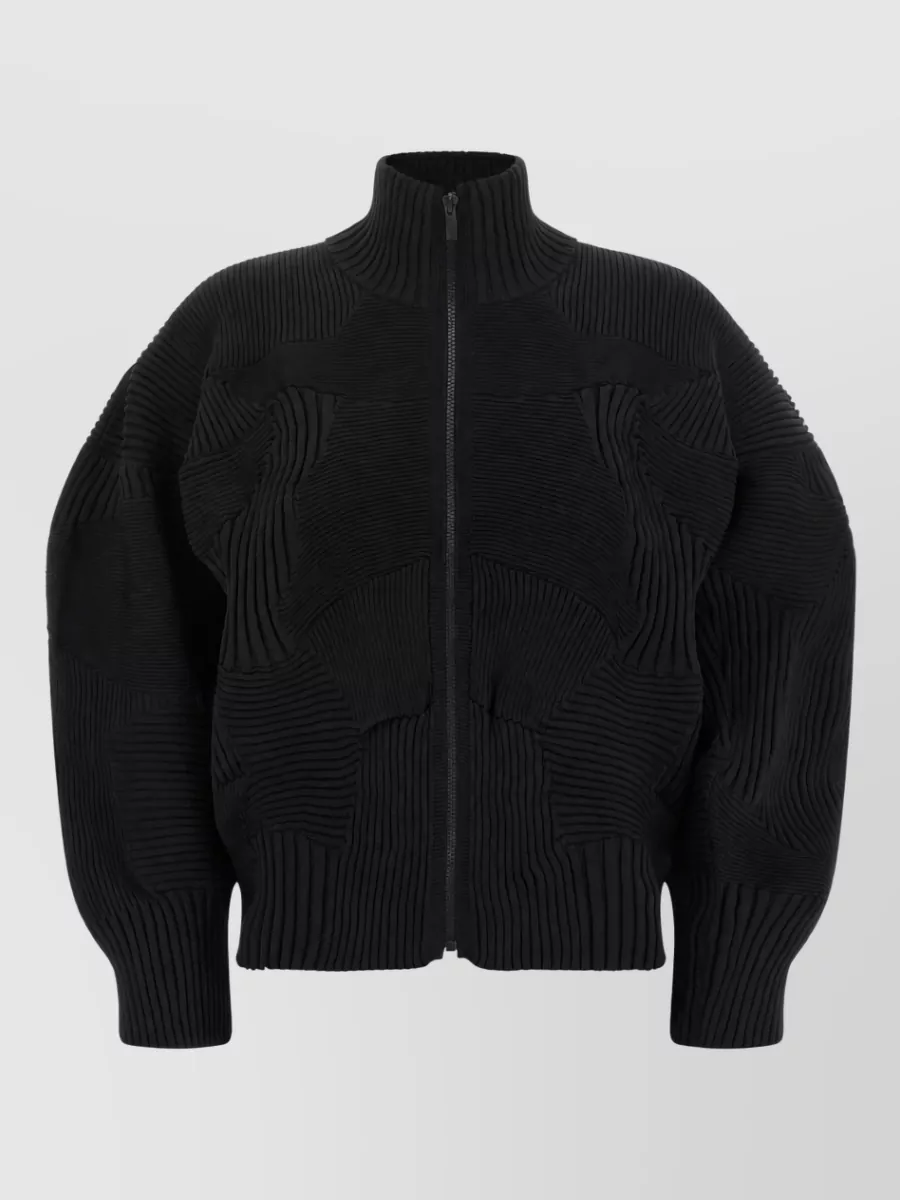 Issey Miyake ribbed high-neck zip-up jacket