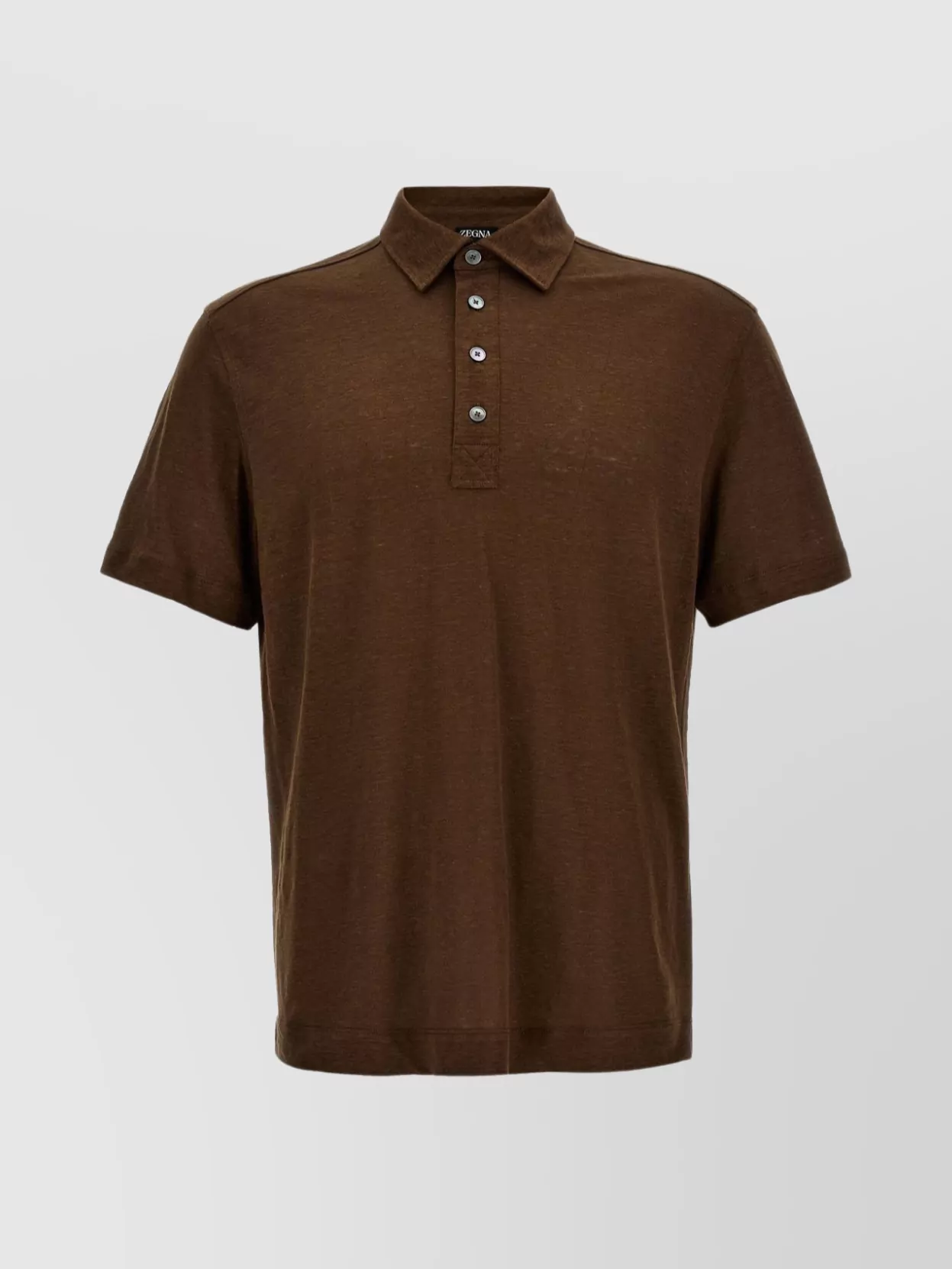 Shop Zegna Lightweight Linen Polo Shirt With Short Sleeves