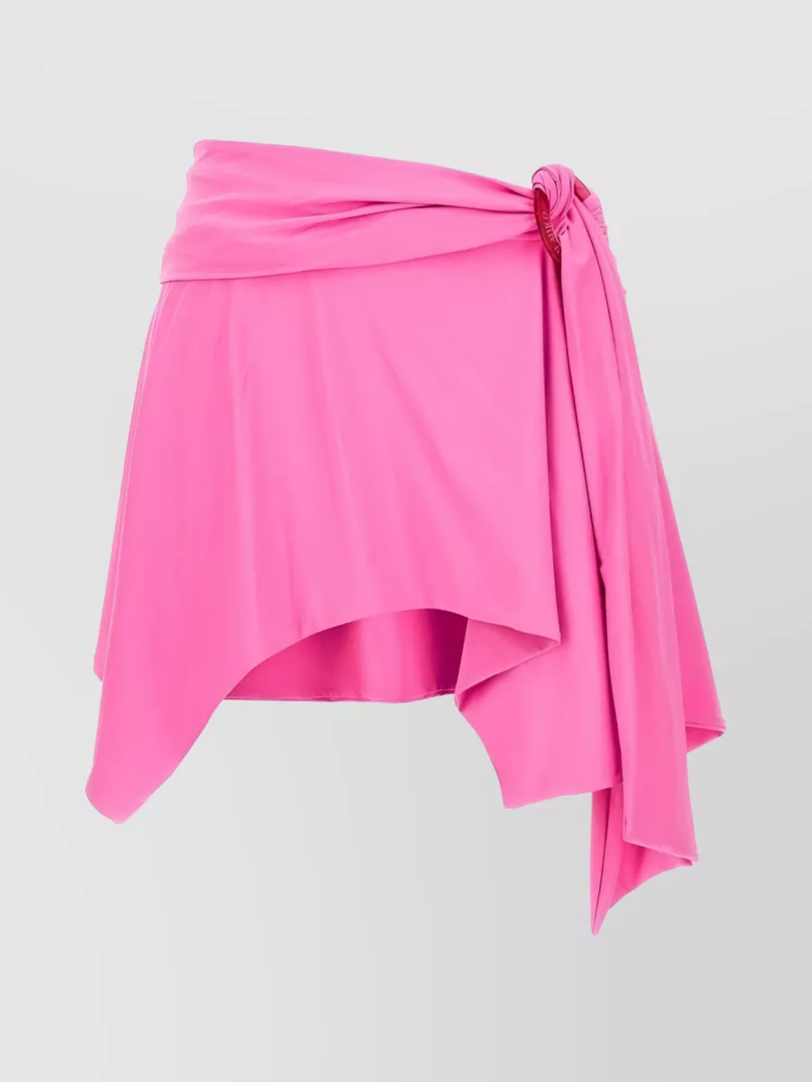 Shop Attico Modern Asymmetric Stretch Skirt In Pink