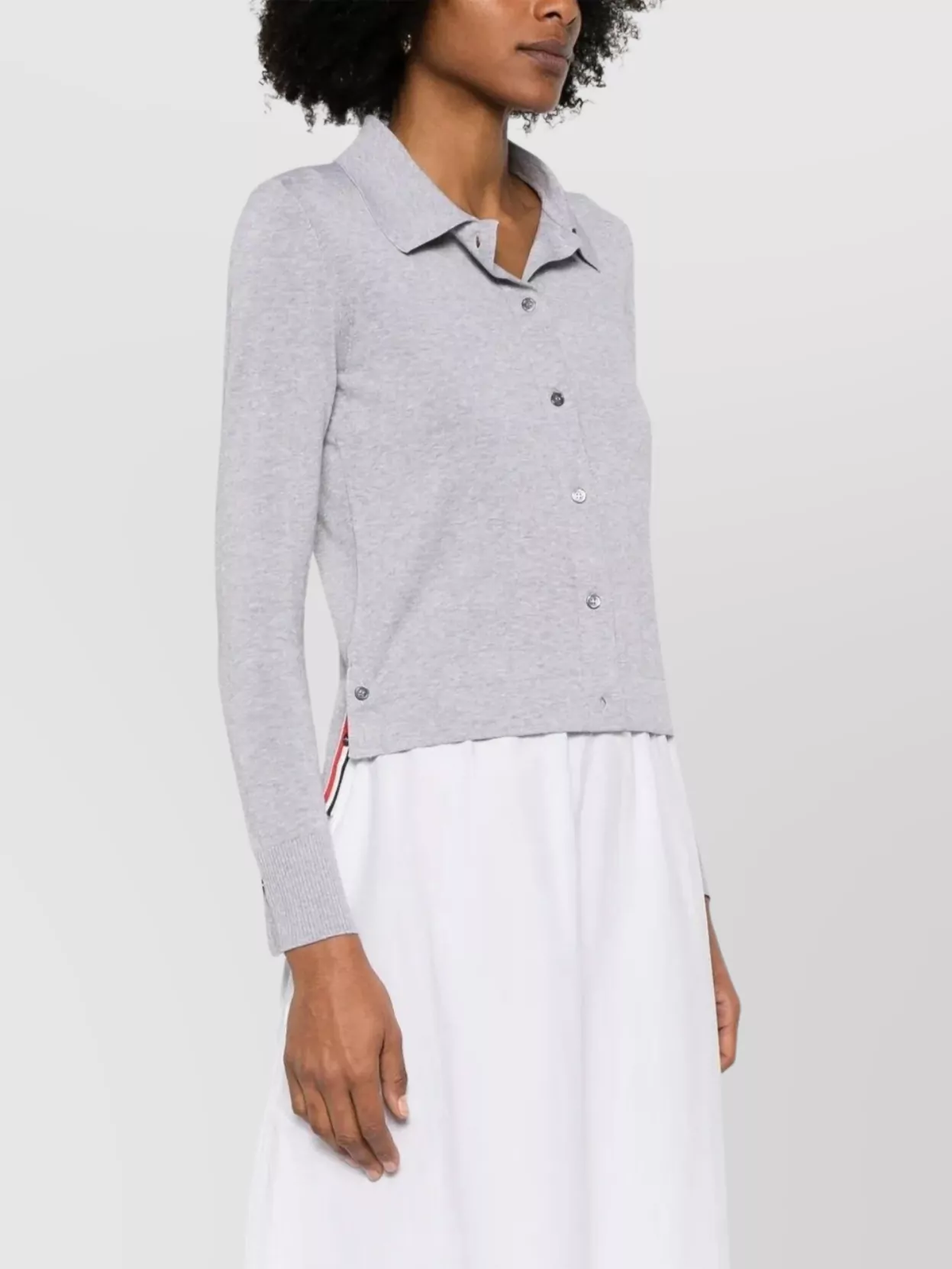 Thom Browne Women Jersey Polo With 4 Bar Stripe Detail