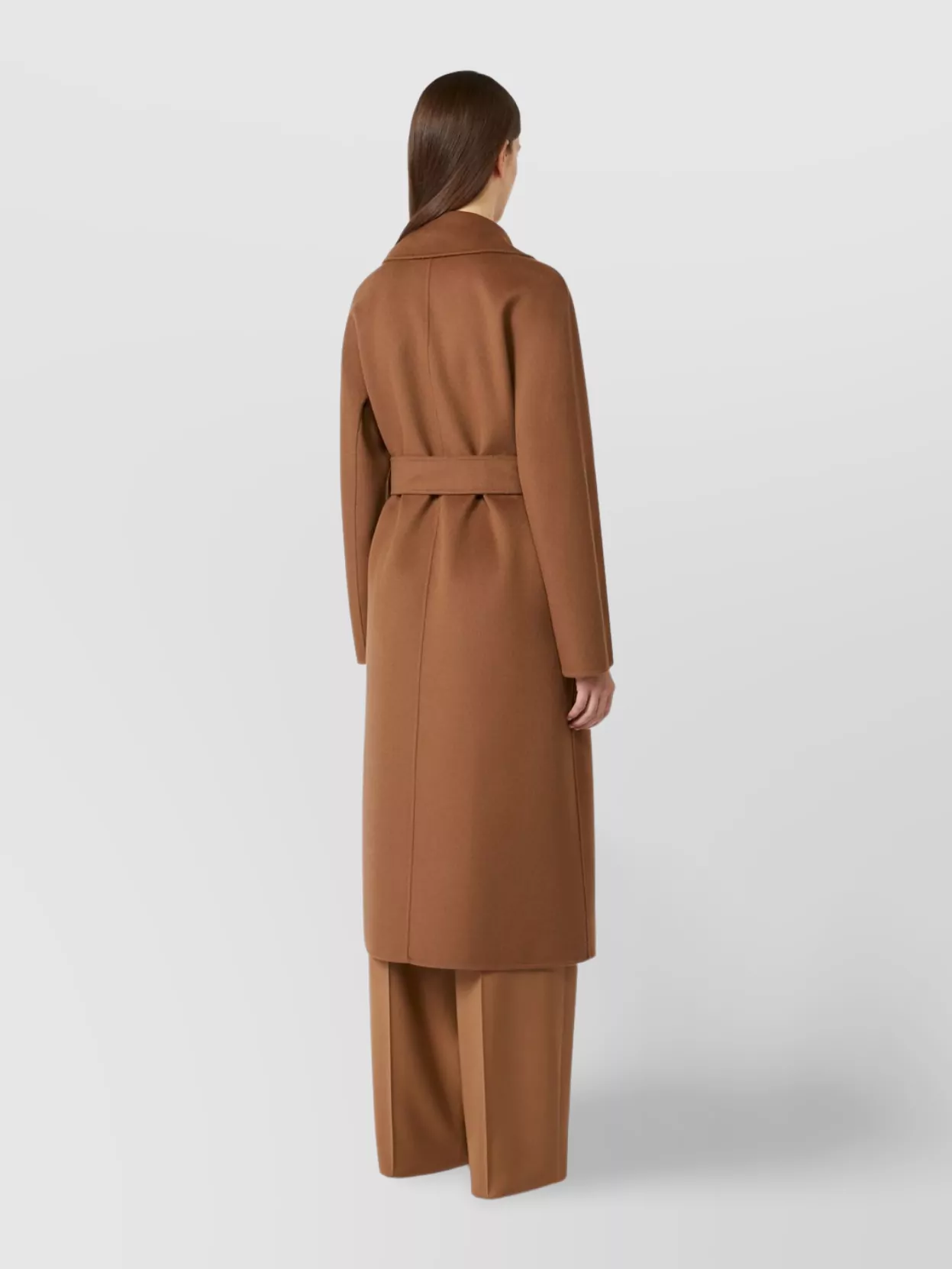 Max Mara Waist Belted Long Length Coat In Brown