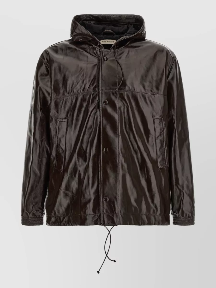 Namacheko leather hooded padded coat