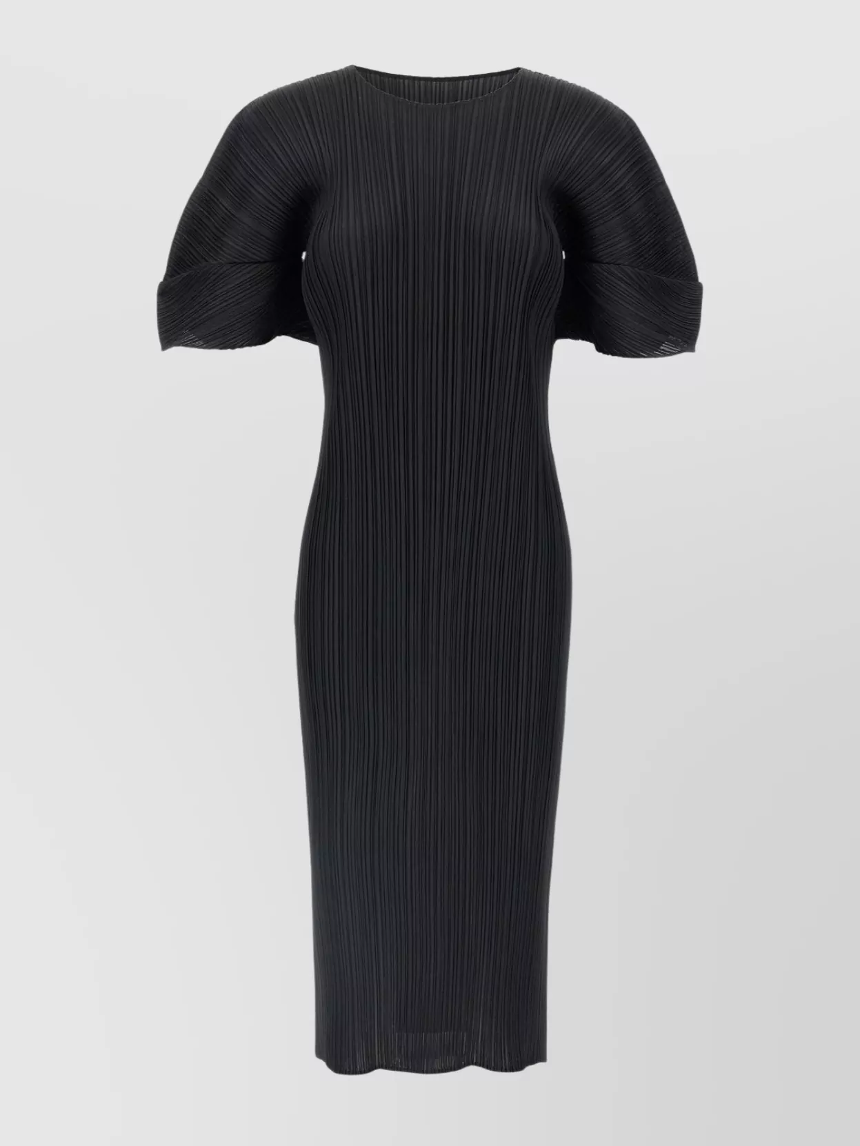 open lace back dress Poly-Triacetate Paneled Pleats Dress — Black – La Garçonne main image 1