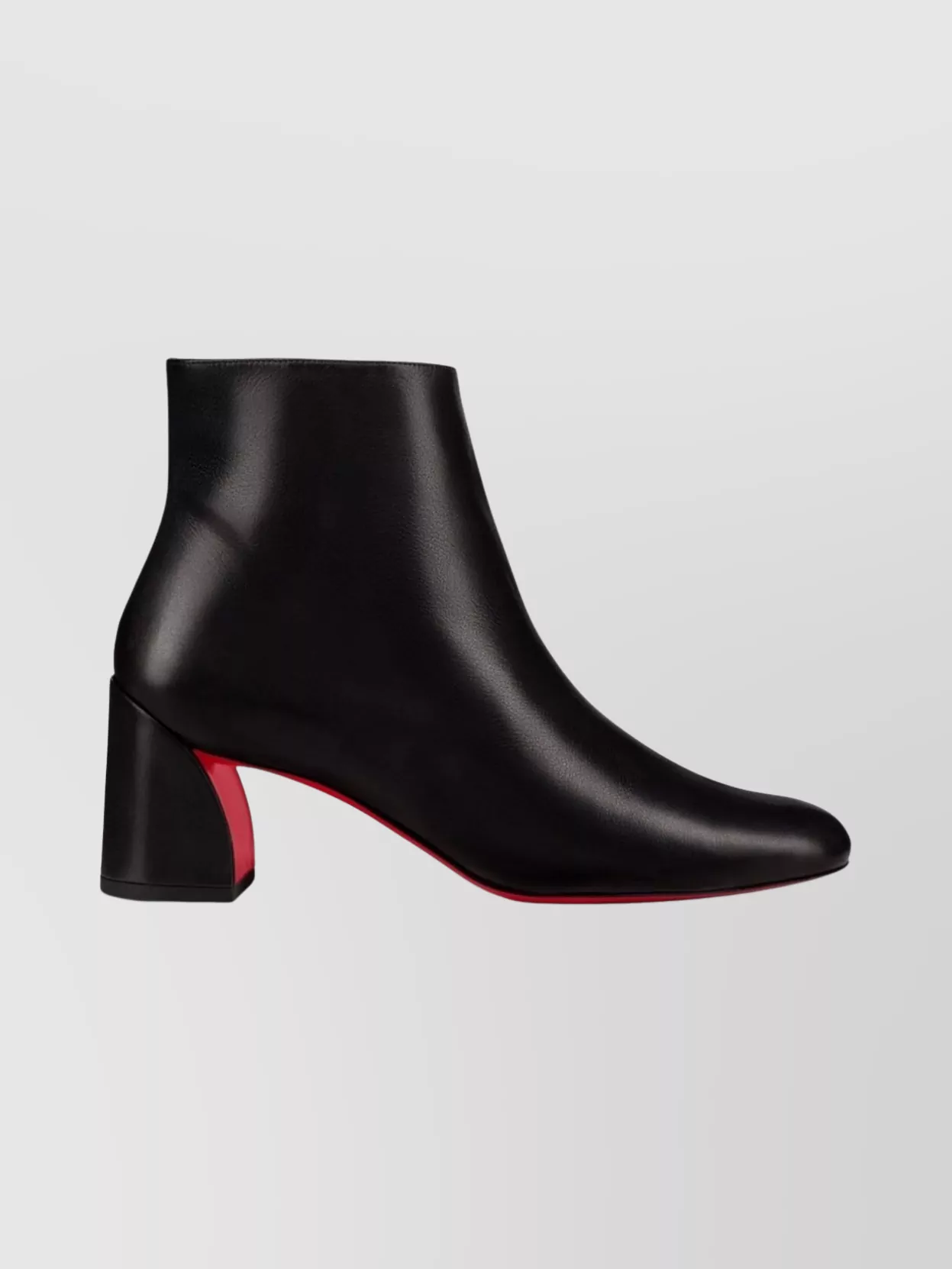 Christian Louboutin Turela Leather Side-zip Red Sole Booties In Black