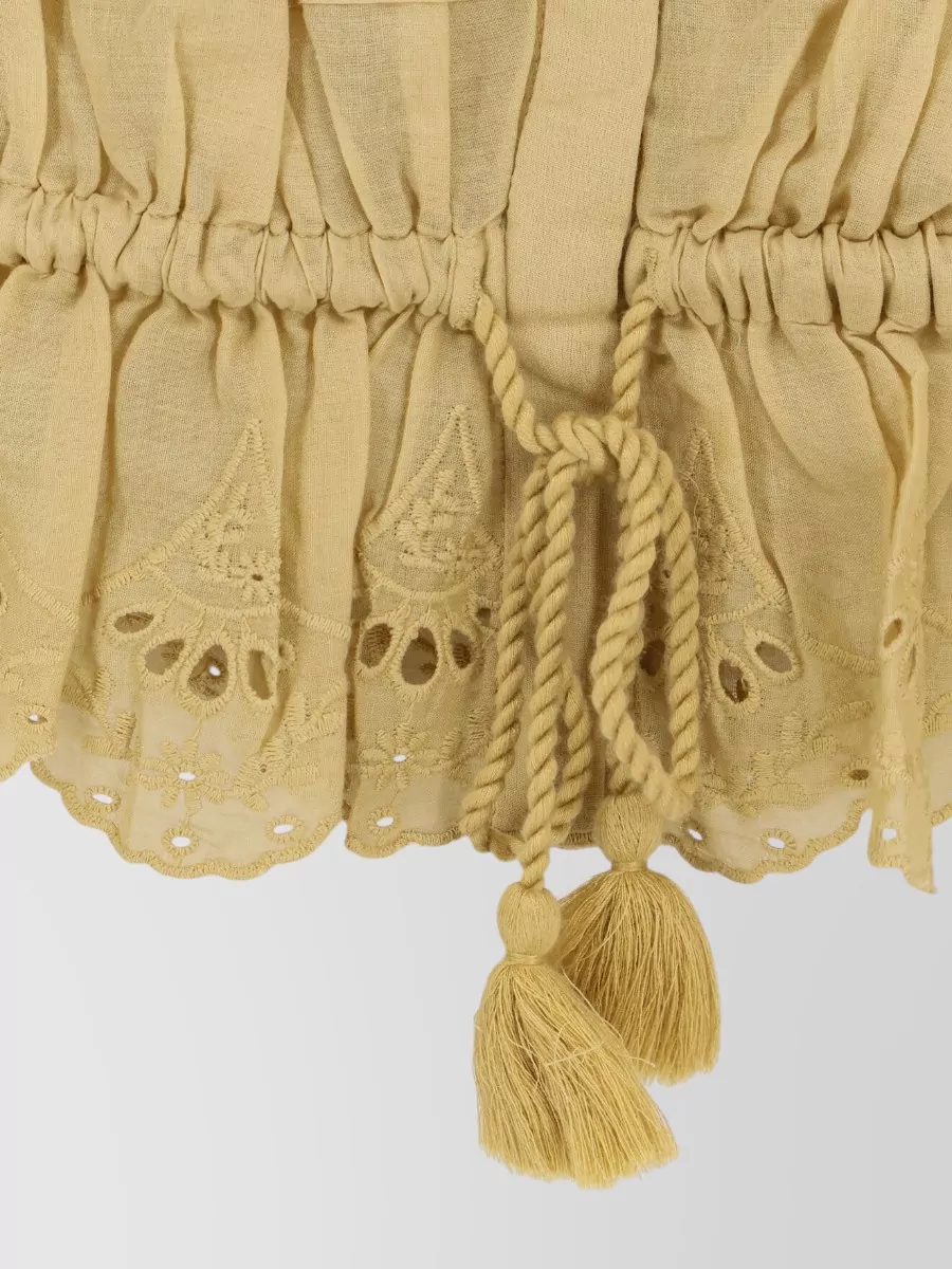 Isabel Marant Étoile Polly Organic Cotton Tassel Trim Top In Multi