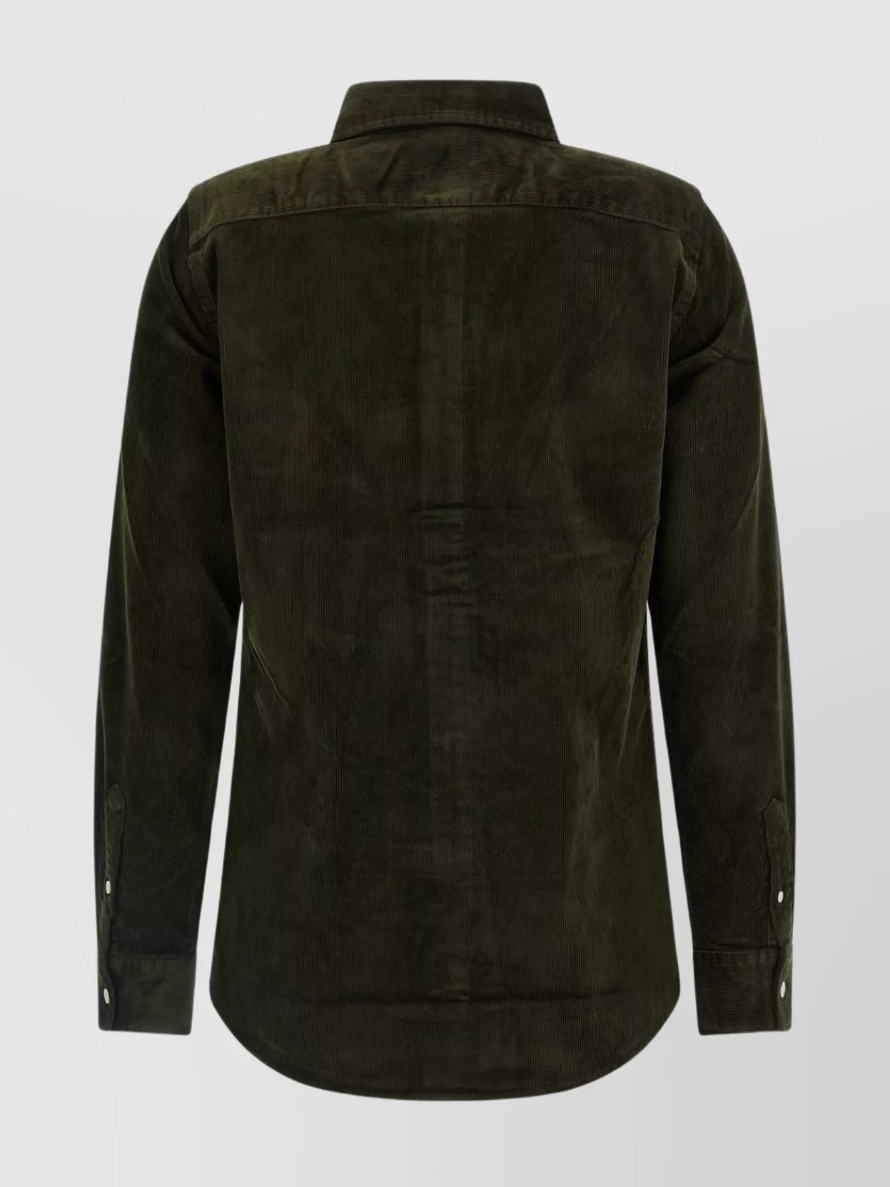 Polo Ralph Lauren Olive Long-sleeve Velvet Ribbed Shirt With Classic Collar In Black