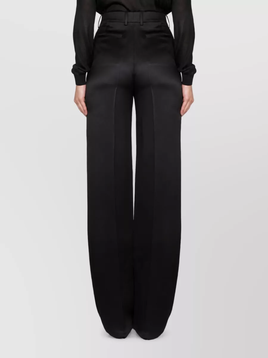 Saint Laurent Silk Satin Flared Wide-Leg Trousers