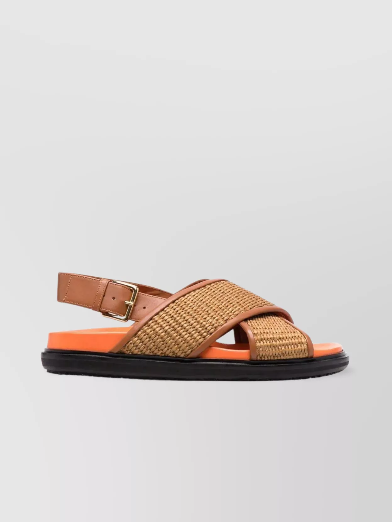Shop Marni Woven Strap Flat Sole Sandals In Brown