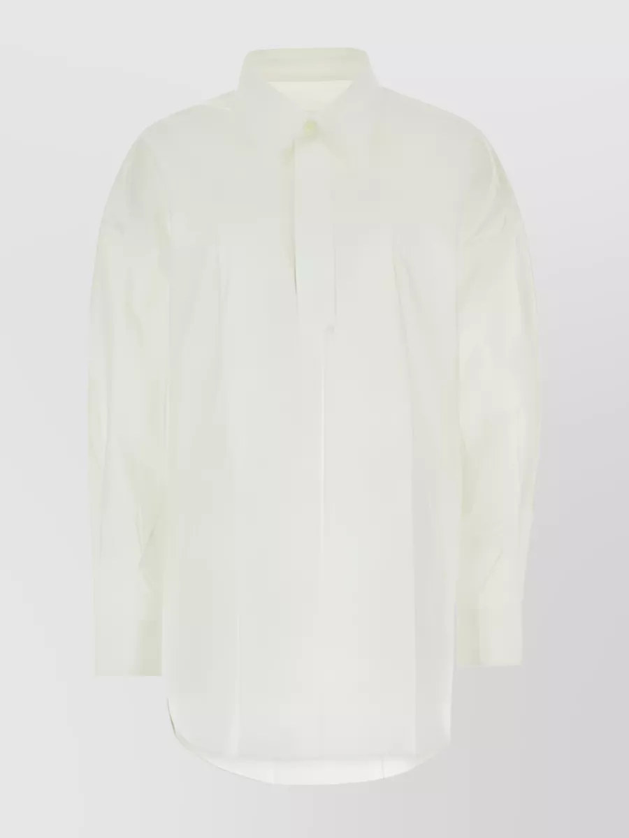 Shop Ami Alexandre Mattiussi Oversized Silhouette Cotton Long-sleeve Shirt In White