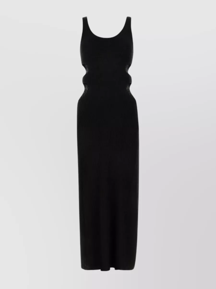 Shop Chloé Scoop Neck Ribbed Midi Dress In Black