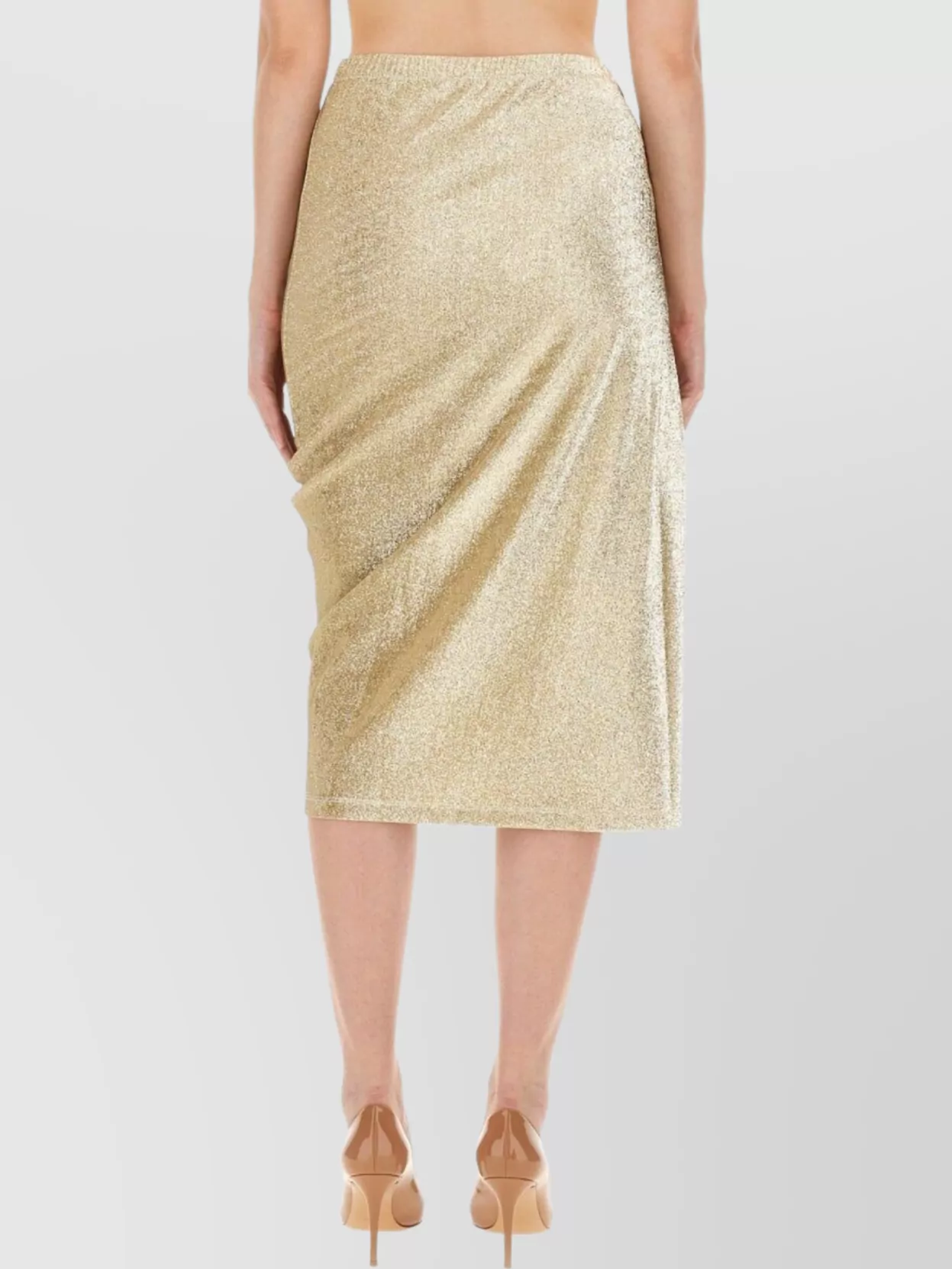 Paco Rabanne High Waist Metallic Ruched Asymmetric Skirt