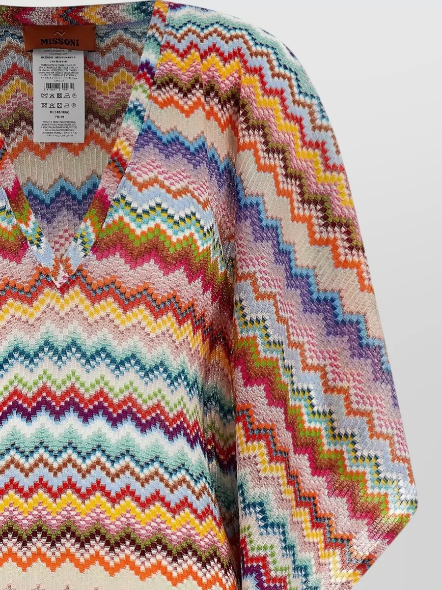 Missoni Knit Dress Zigzag Pattern V Neckline