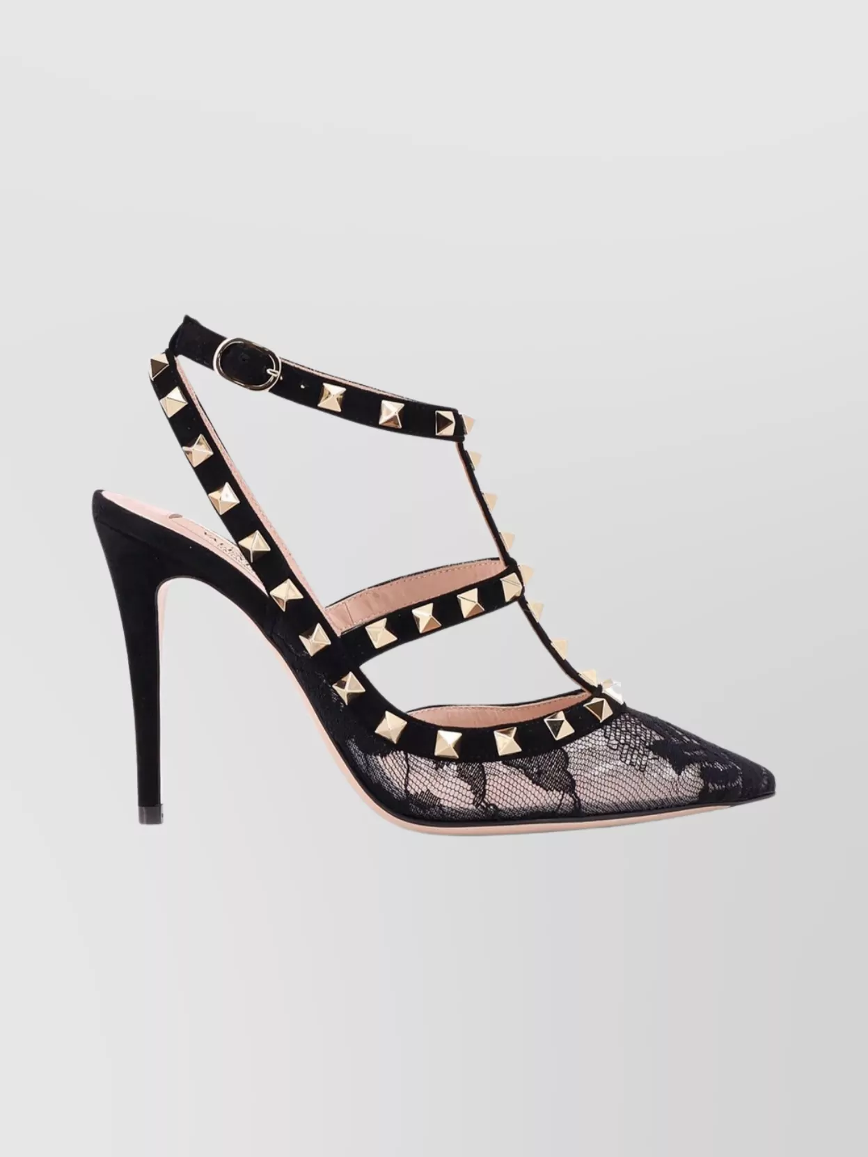 Valentino Chic Pumps With Lace And Studded Straps In Black