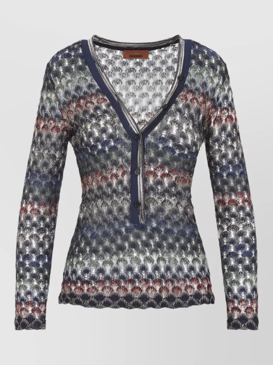 Missoni openwork striped v-neck long-sleeve cardigan