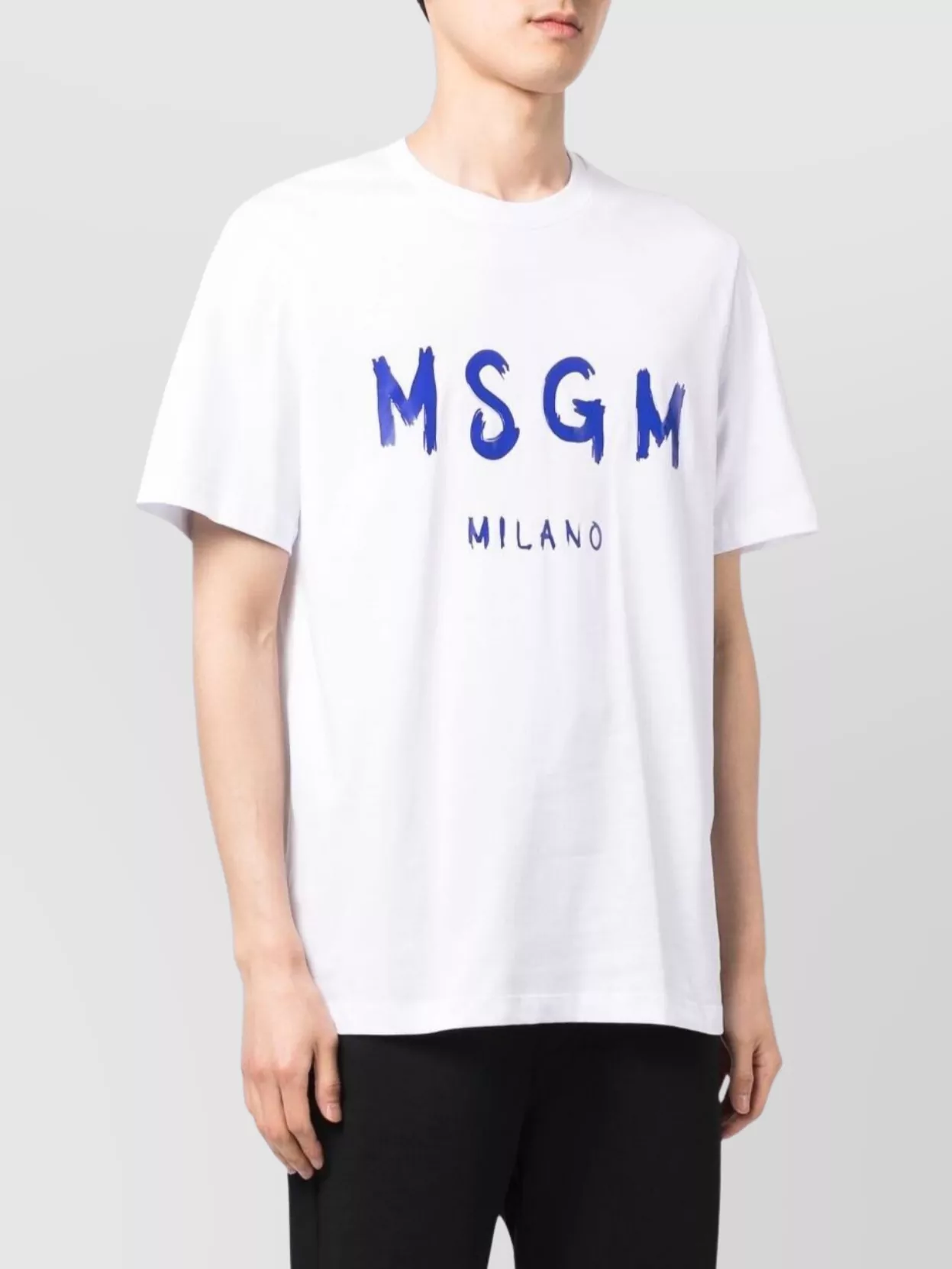 Msgm Logo-Print Crew Neck Cotton T-Shirt