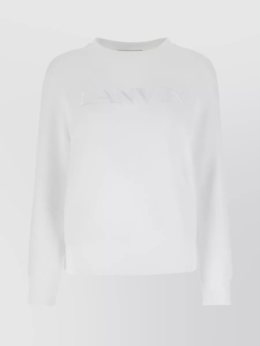 Shop Lanvin Signature Logo Patch Crewneck Sweatshirt In White