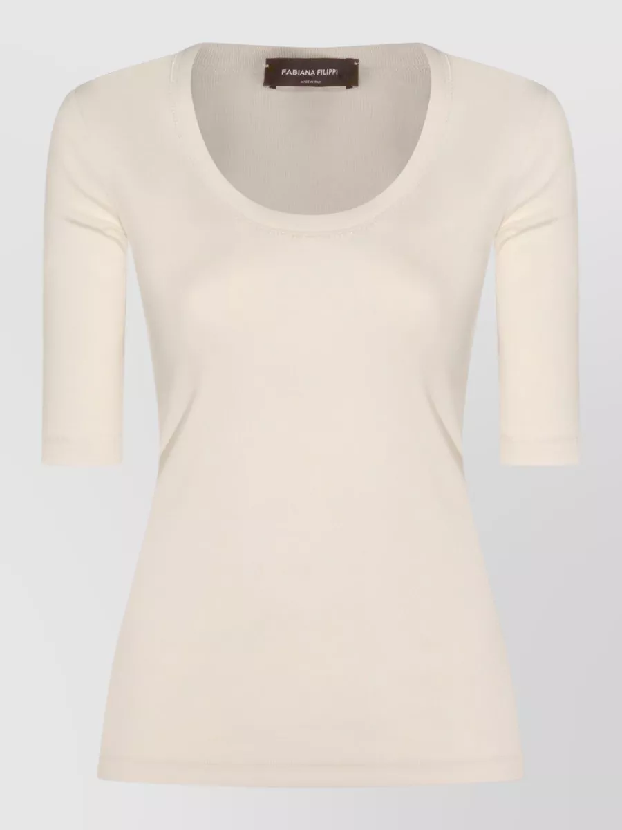 Fabiana Filippi Ribbed Top Fitted Silhouette Scoop Neck
