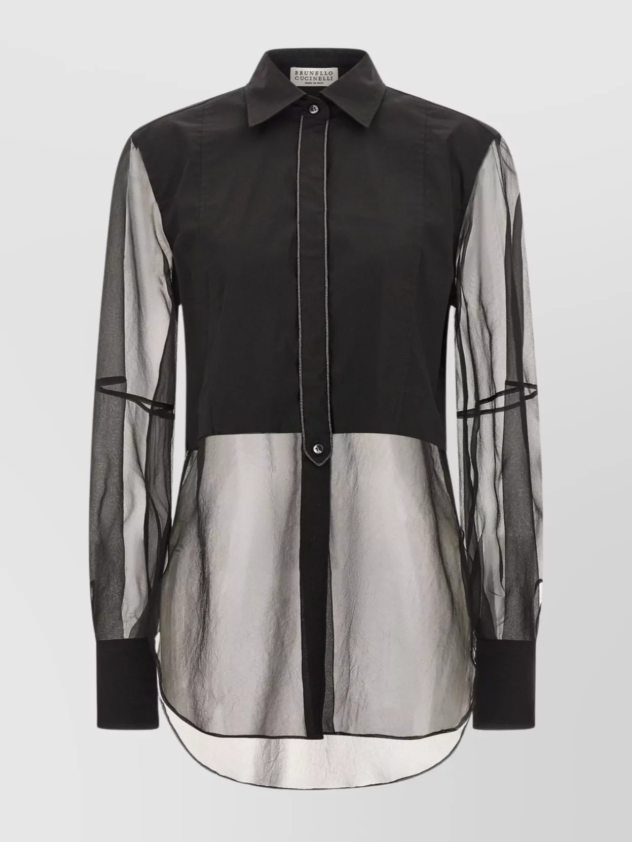 Brunello Cucinelli Layered Shirt Featuring Pointed Collar In Black