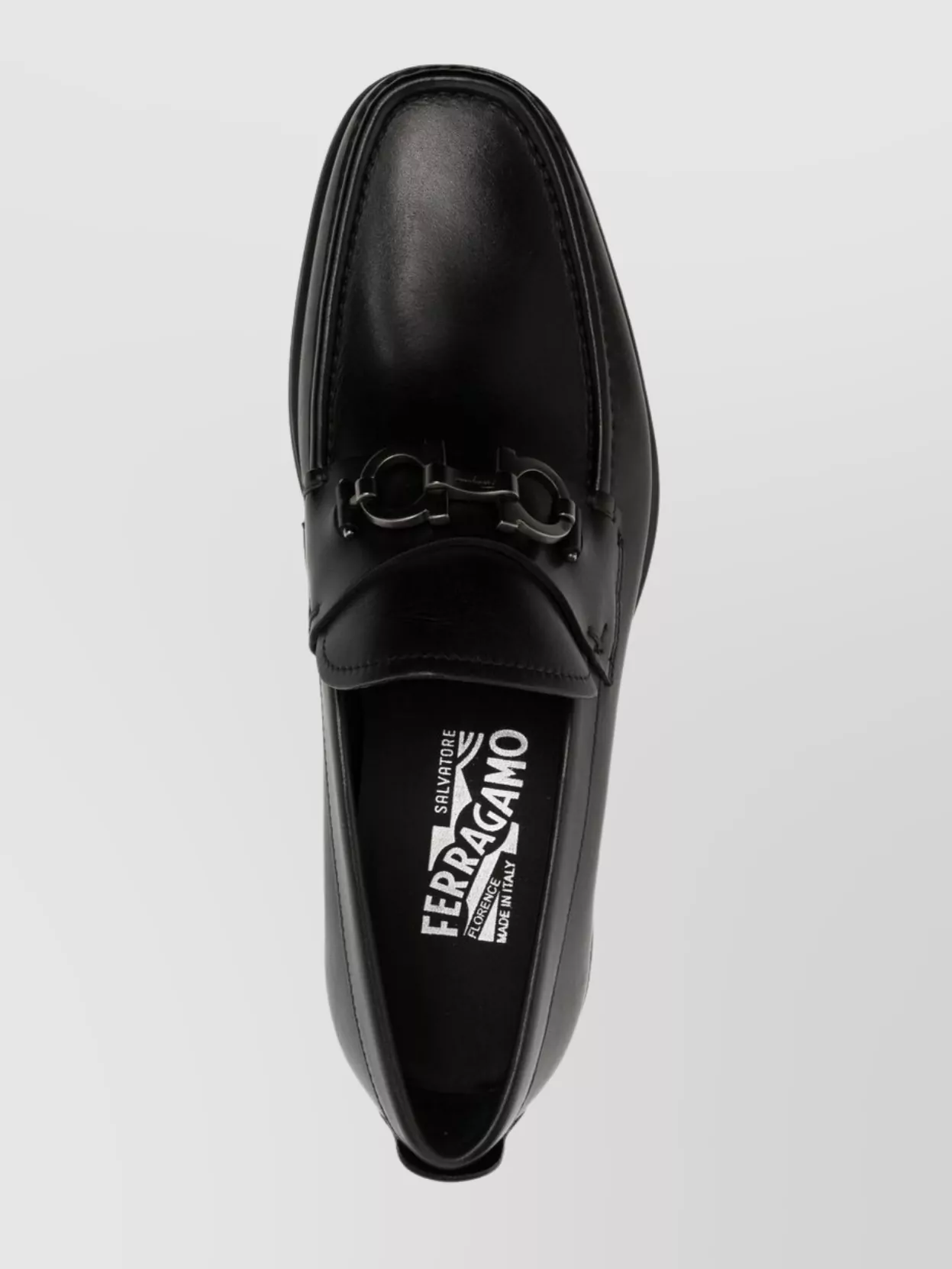 Ferragamo Metal Hardware Round Toe Rubber Sole Moccasin In Grey