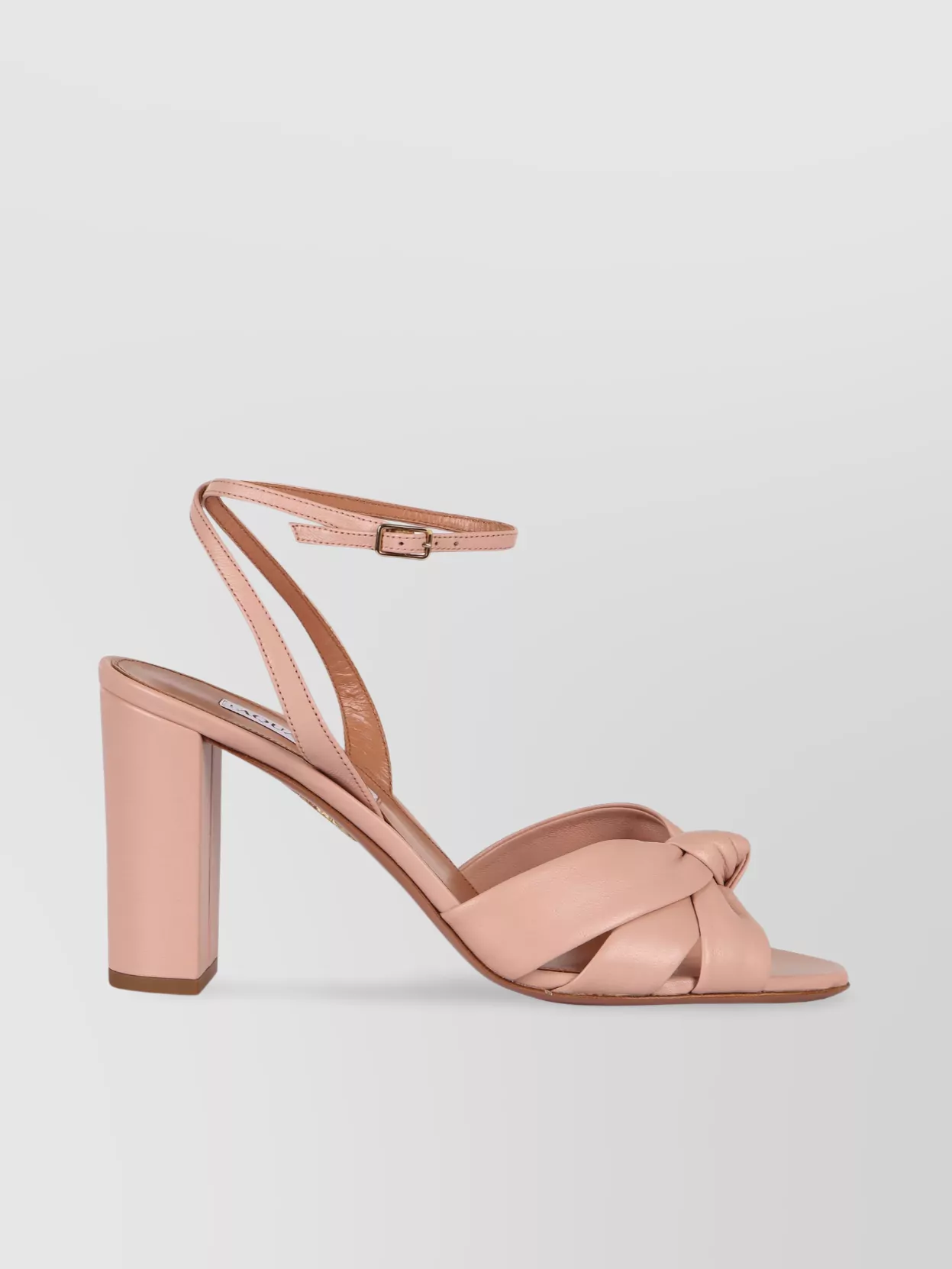 AQUAZZURA LEATHER SANDALS WITH ANKLE STRAP AND BLOCK HEEL