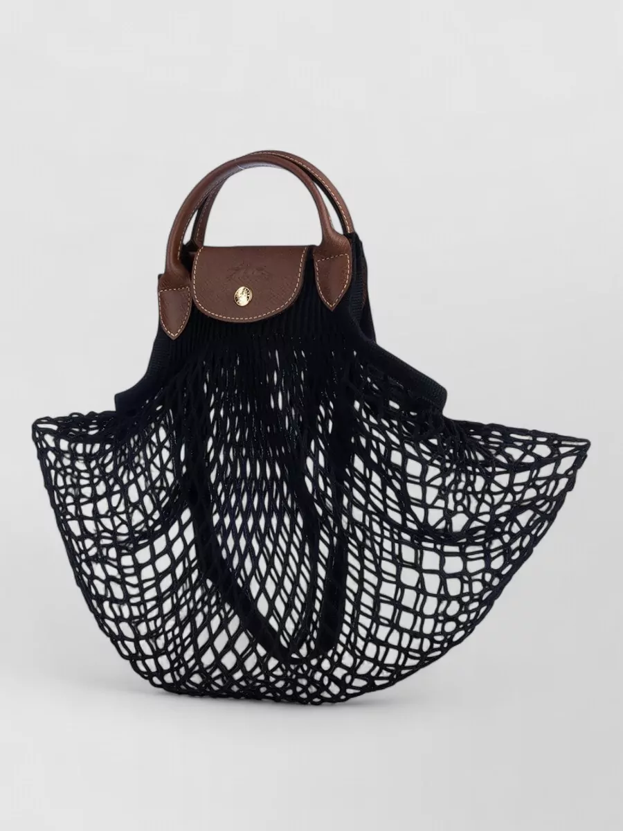 Longchamp Mesh-Knit Cotton Tote Bag