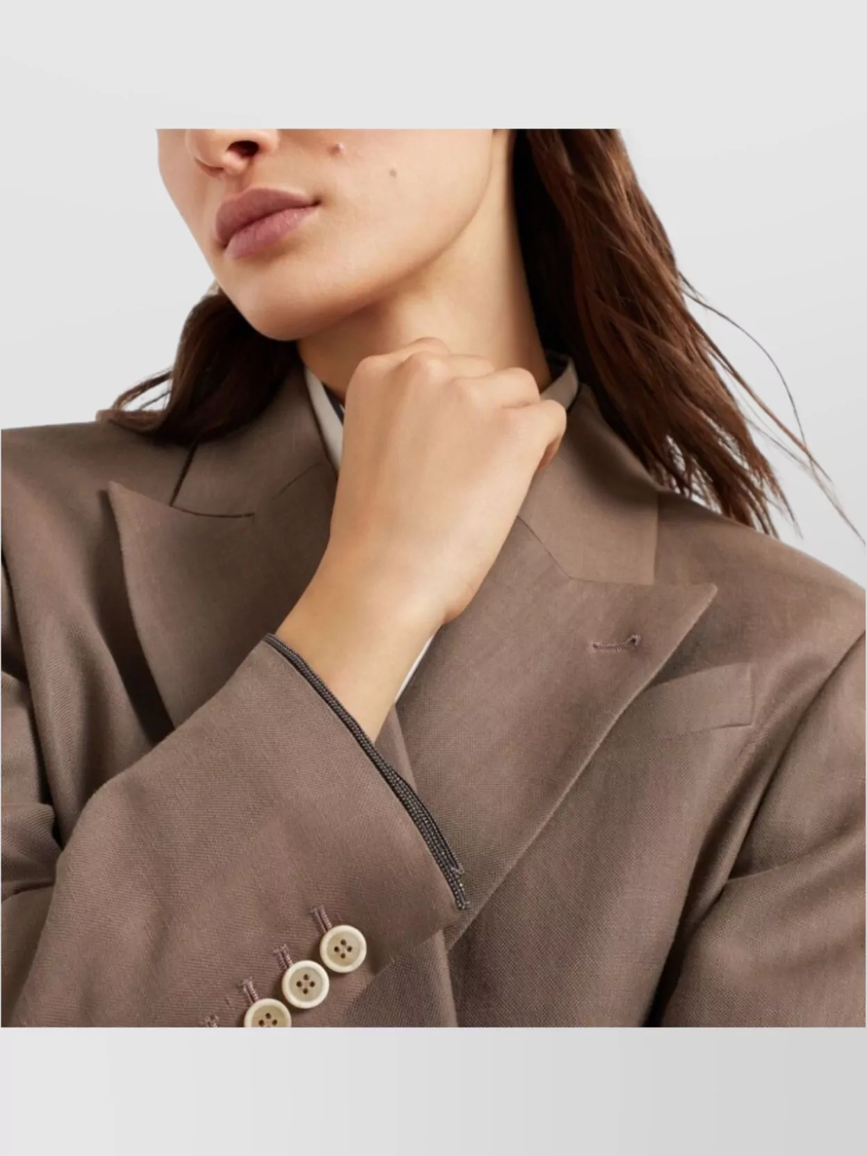 Shop Brunello Cucinelli Linen Blend Double-breasted Jacket
