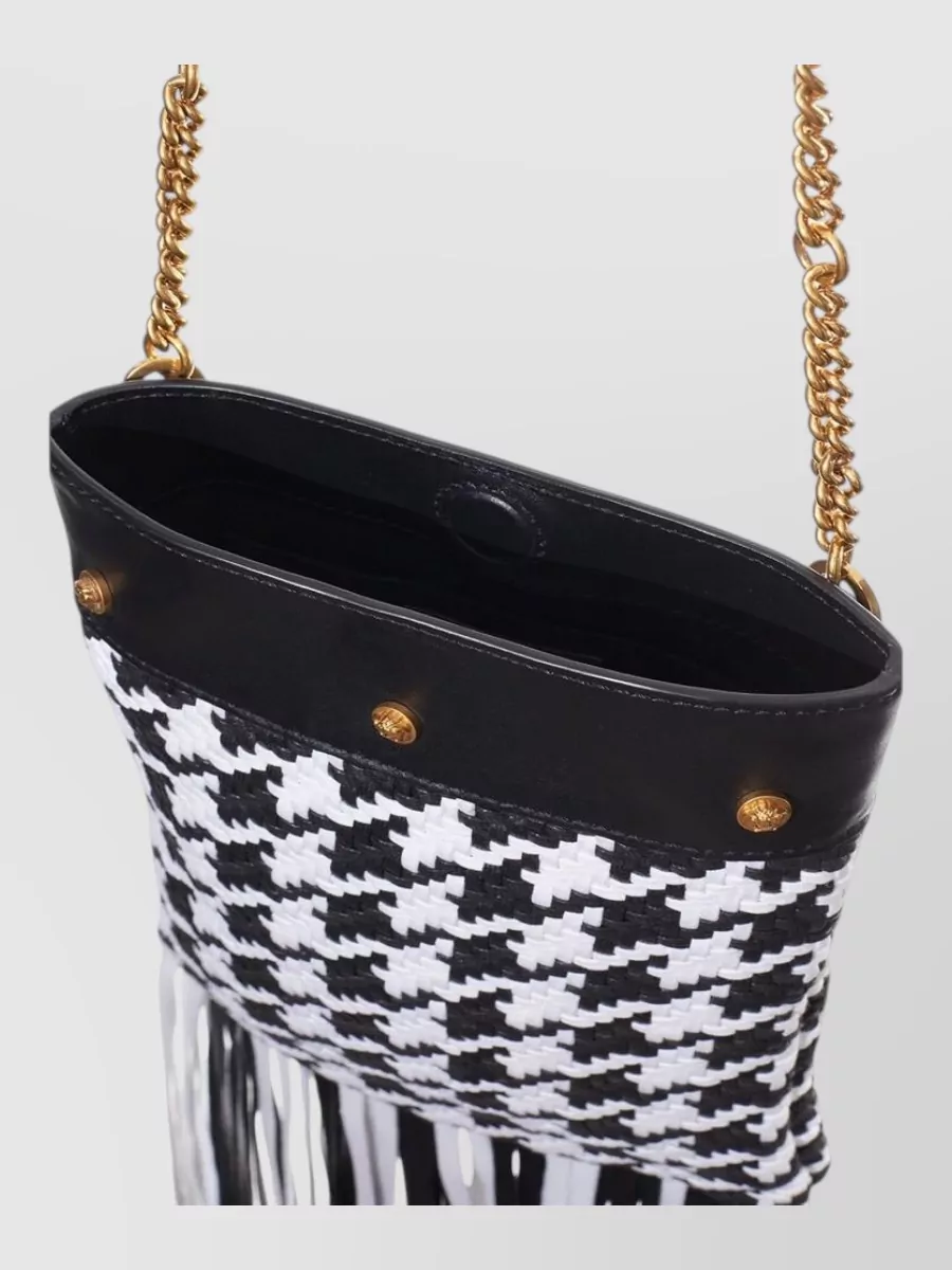 Versace La Medusa Leather Fringe Shoulder Bag