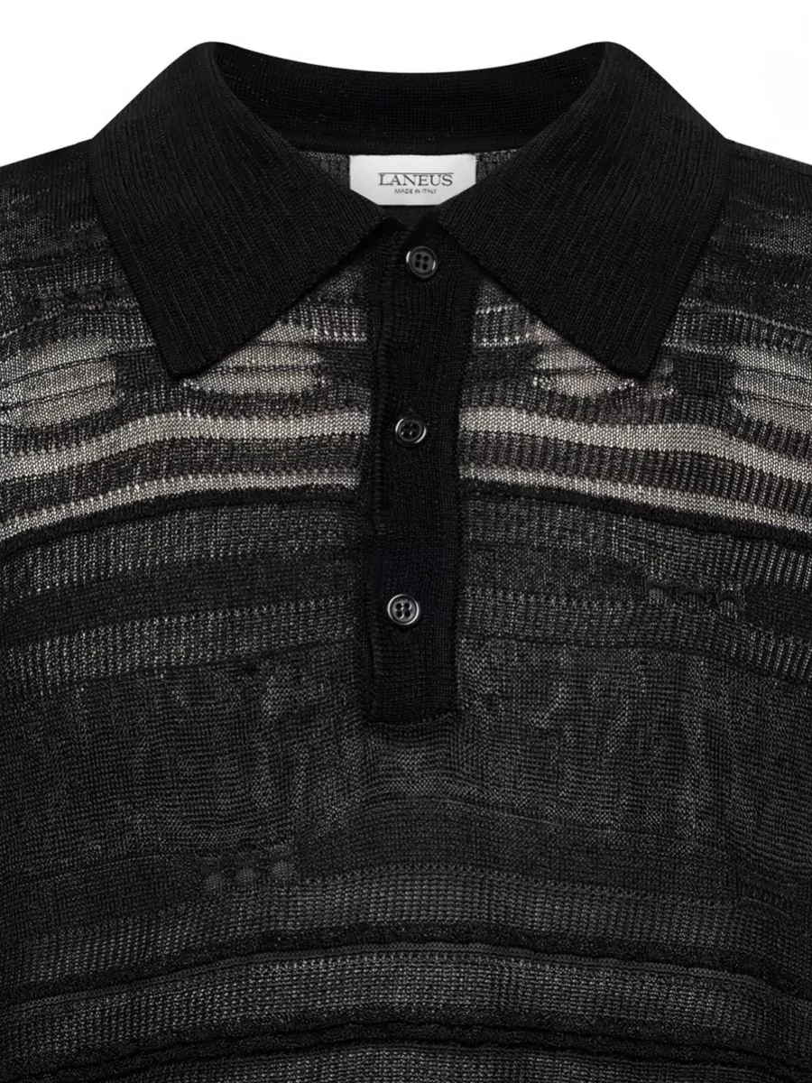 Laneus Jacquard Knit Polo Shirt