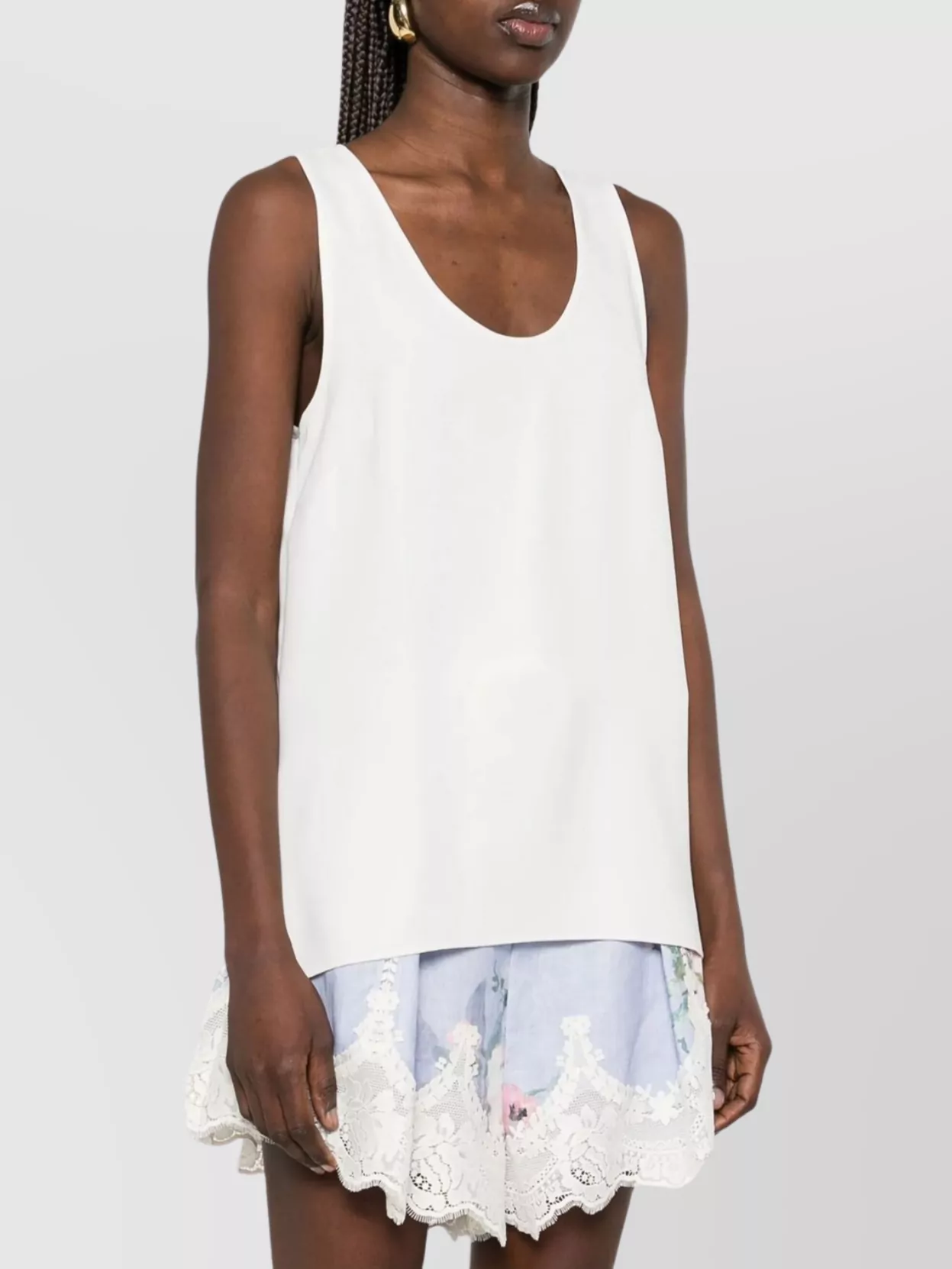 P.a.r.o.s.h Sleeveless Relaxed Fit Lightweight Scoop Neck Top In White