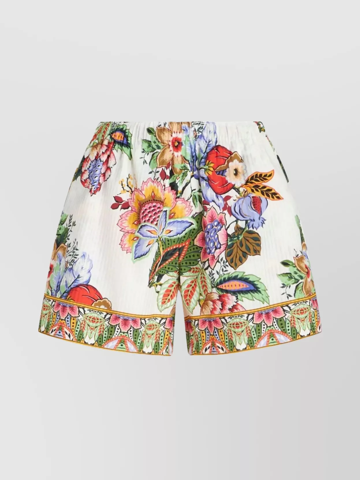 Shop Etro Printed Elastic Waist Shorts With Side Pockets