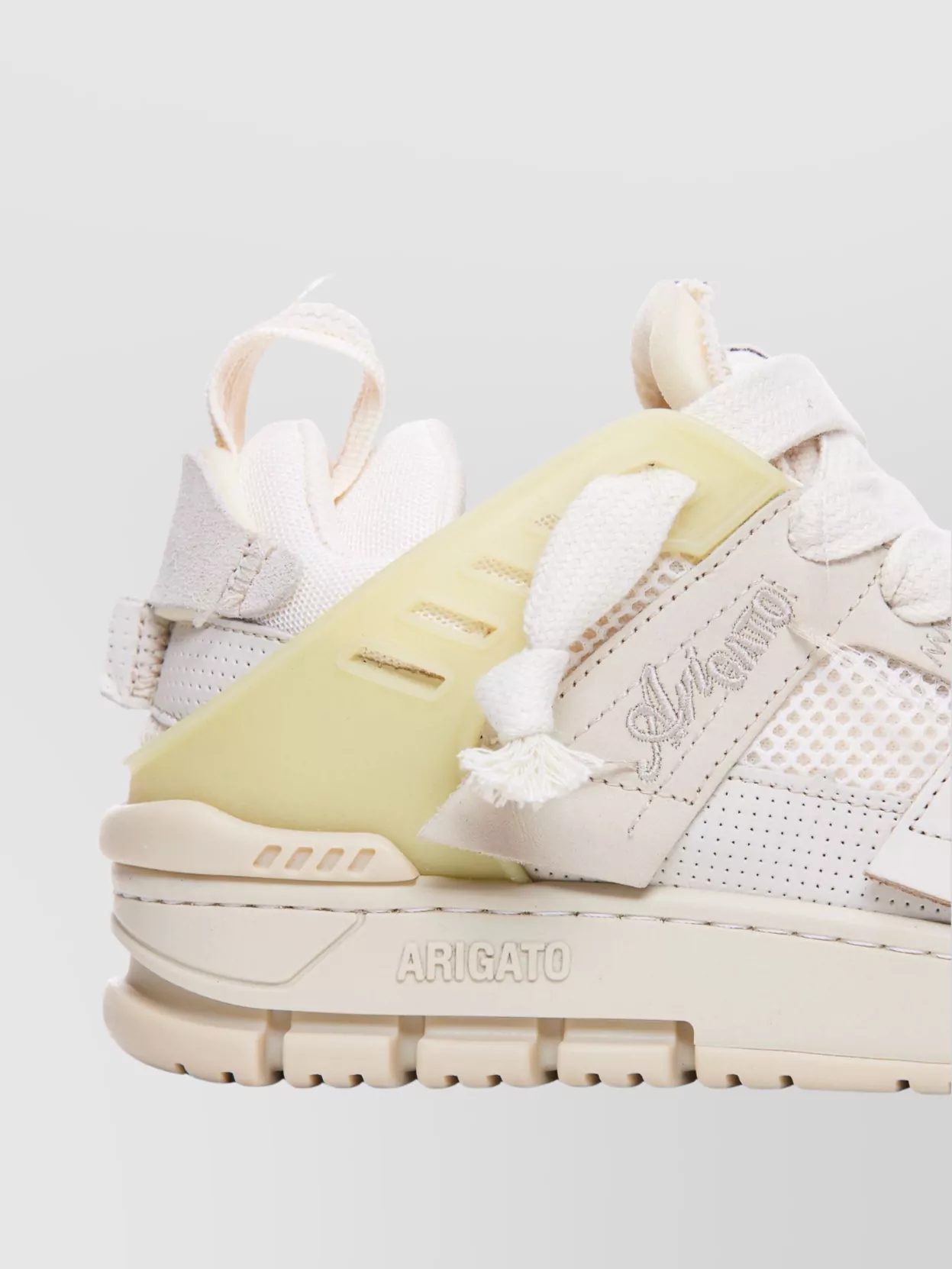 Axel Arigato Mens Cream Area Patchwork Leather And Recycled Polyester Mid-top Trainers