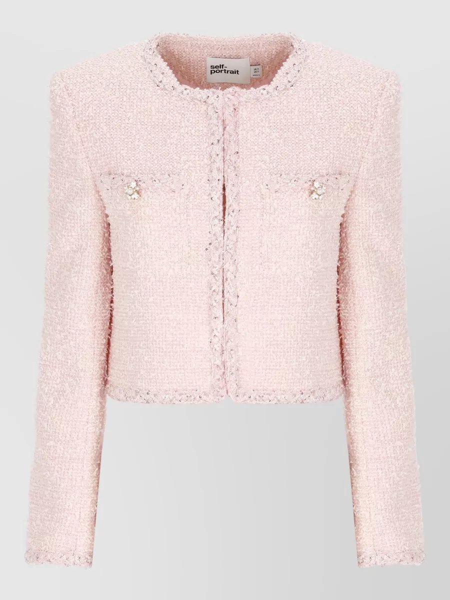 Self-Portrait sequined bouclé cropped jacket
