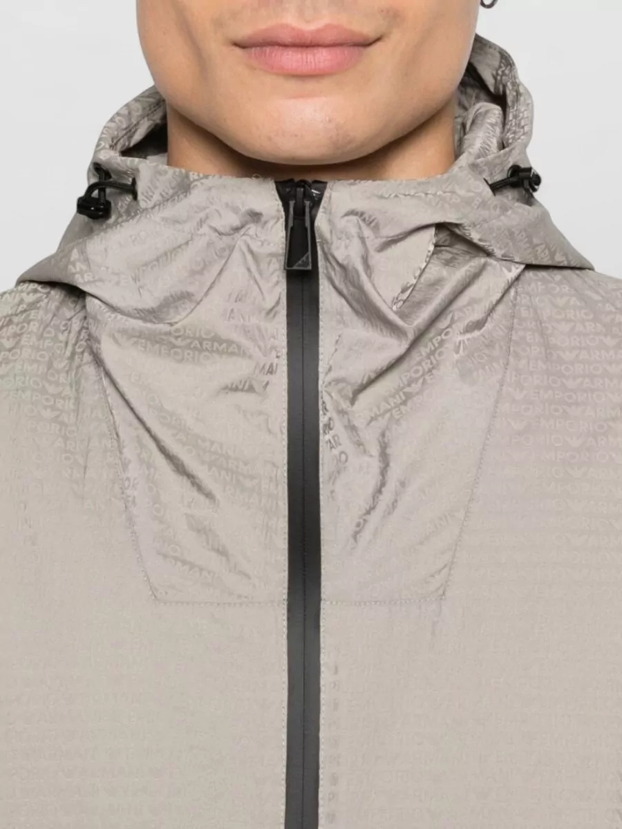 Emporio Armani Textured Hooded Raincoat
