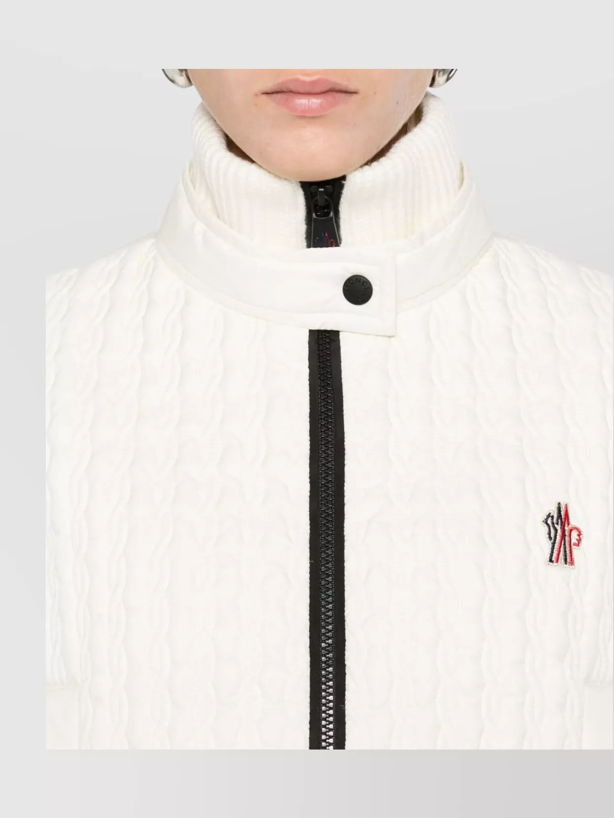 Moncler High Collar Knitted Jacket Pockets