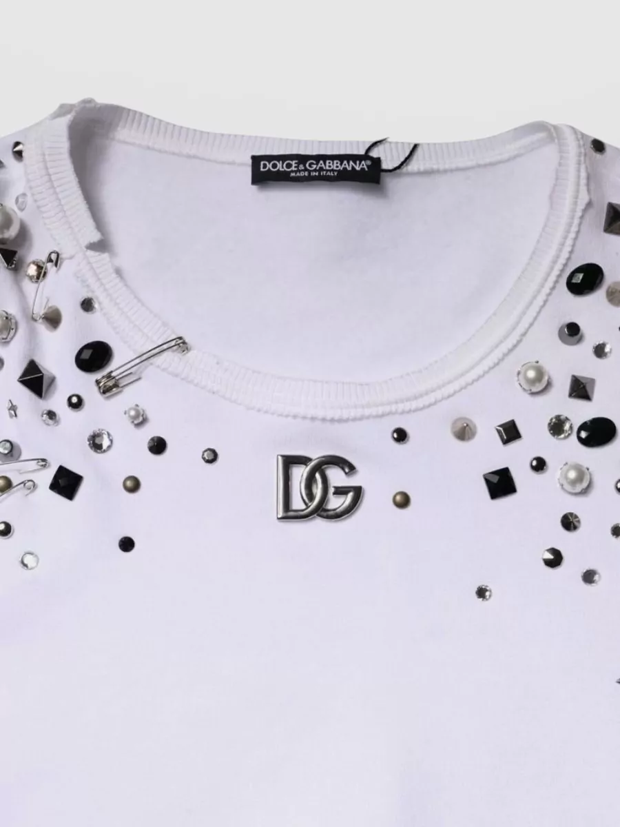 Dolce&Gabbana Embellished Long-Sleeve Cropped Sweatshirt