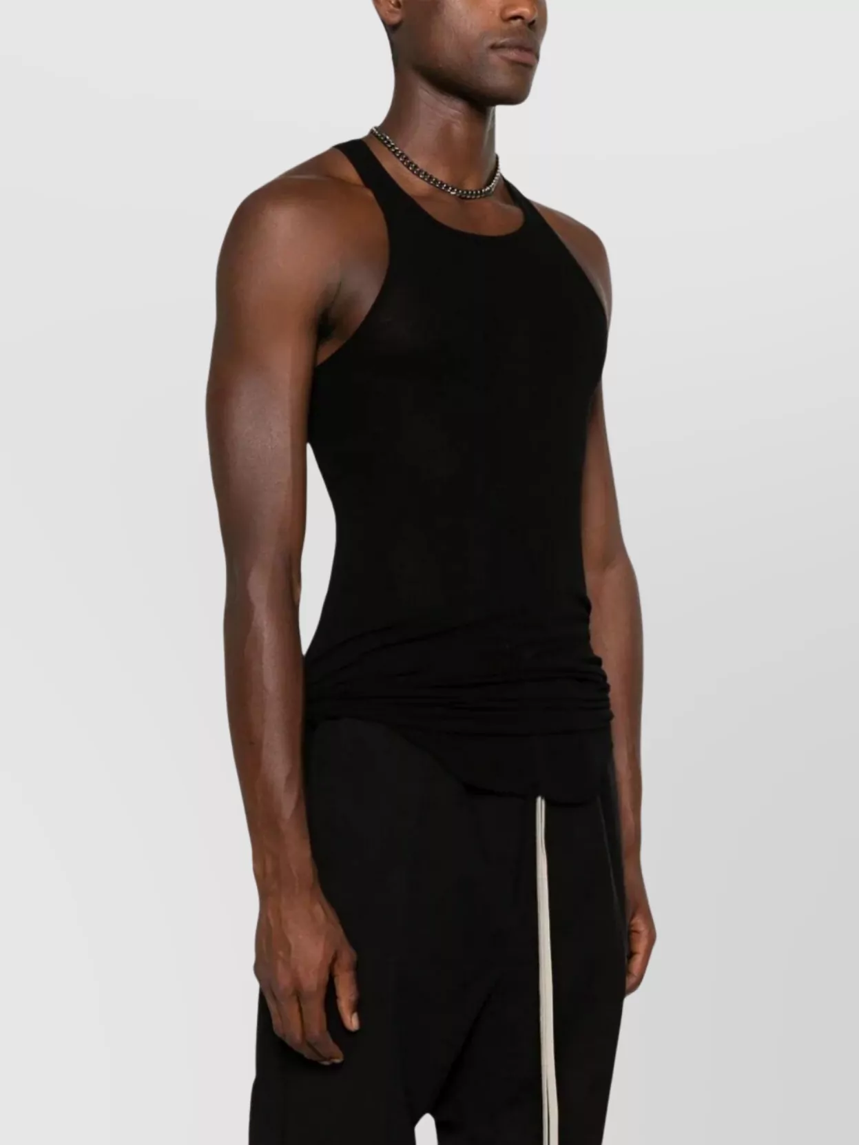 Rick Owens Curved Hem Racerback Ribbed Sleeveless Vest