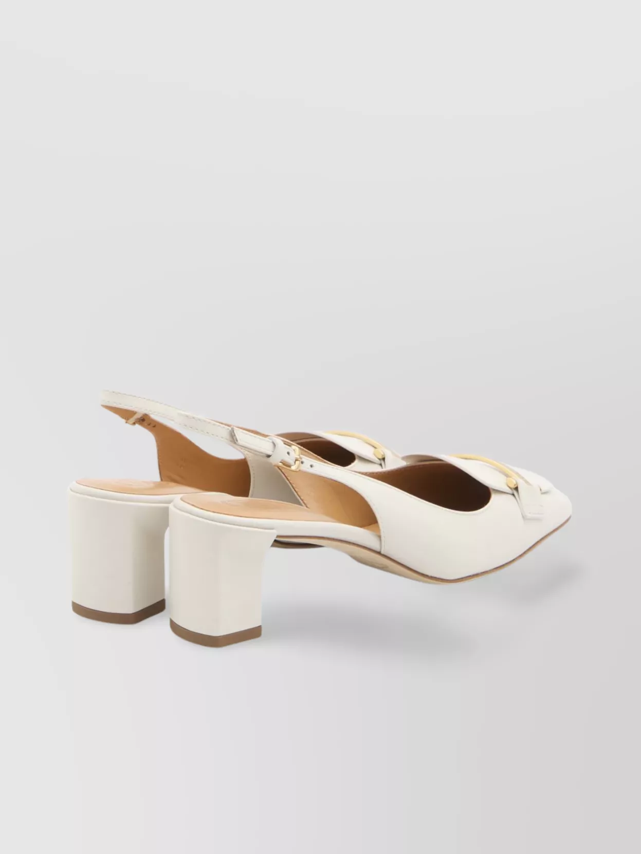 Tod's Square Toe Leather Pumps With Metal Bar