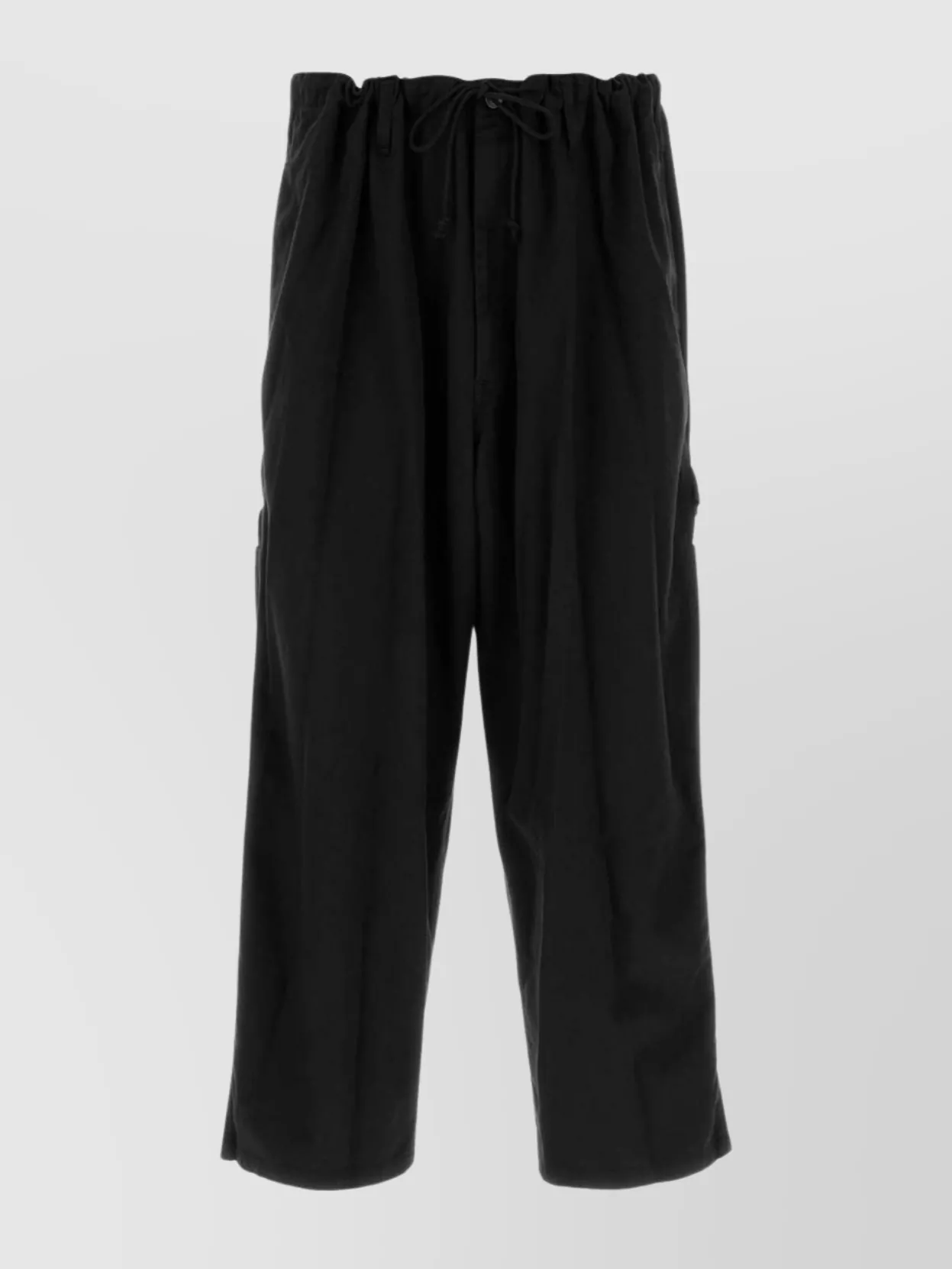 Yohji Yamamoto Loose Fit Cotton Trousers Side And Back Pockets In Black