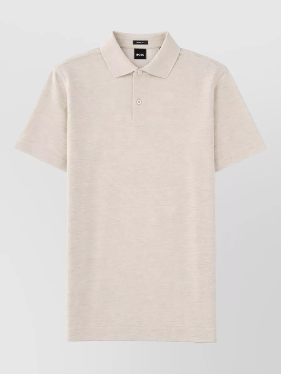 Boss linen blend polo shirt