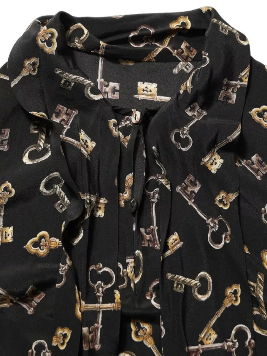 Dolce&Gabbana Silk Tie Neck Printed Blouse