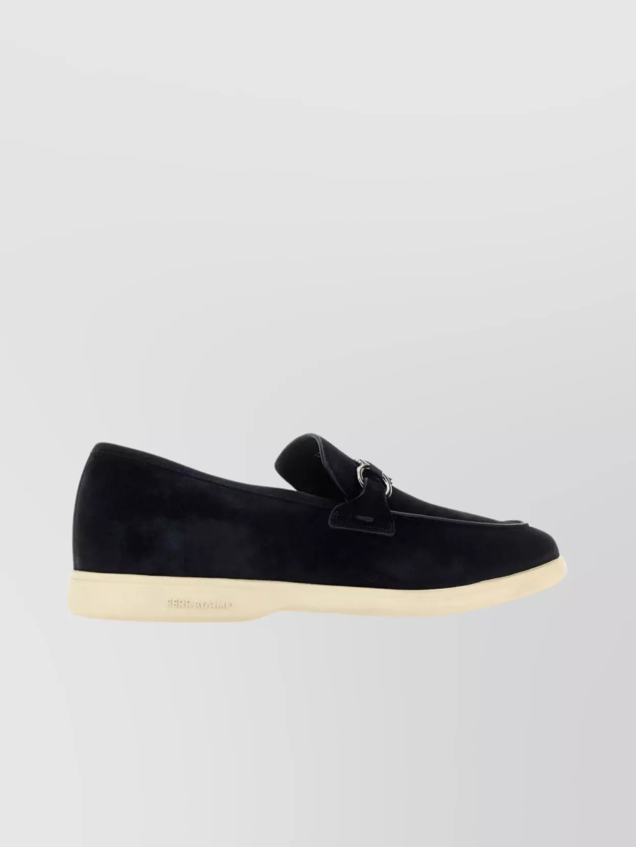 Ferragamo Leather Loafers With Gancini Ornament In Black