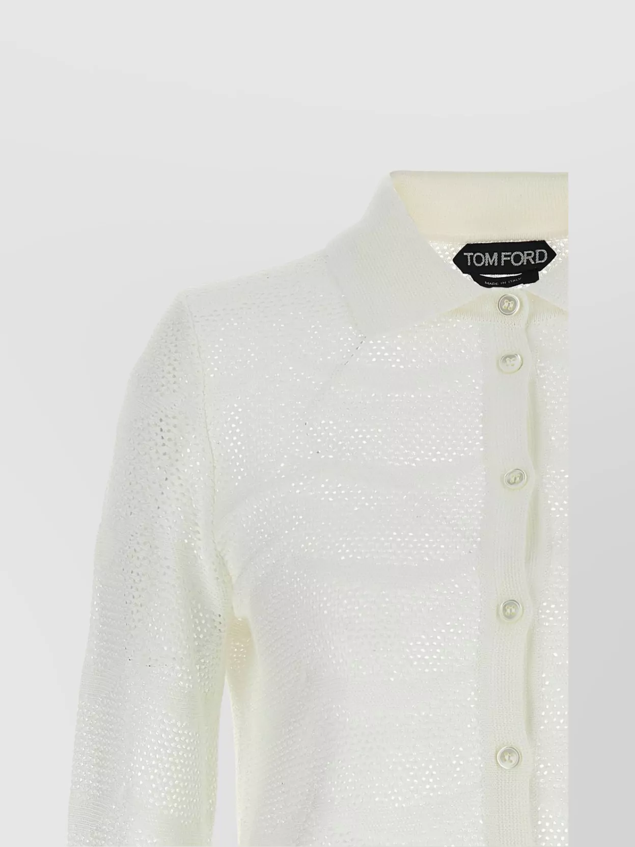 TOM FORD SHEER KNIT POINT COLLAR CARDIGAN
