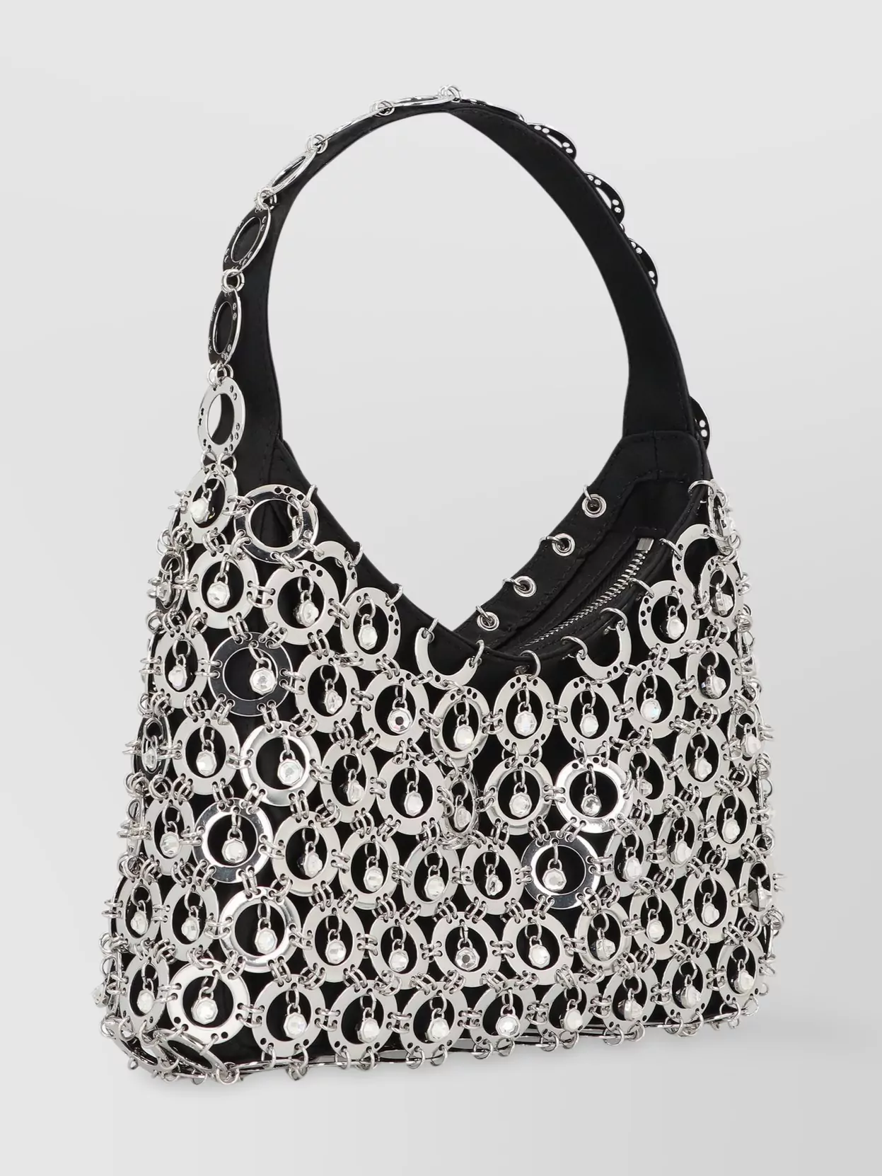Paco Rabanne Spherical Satin Shoulder Bag With Metallic Embellishments