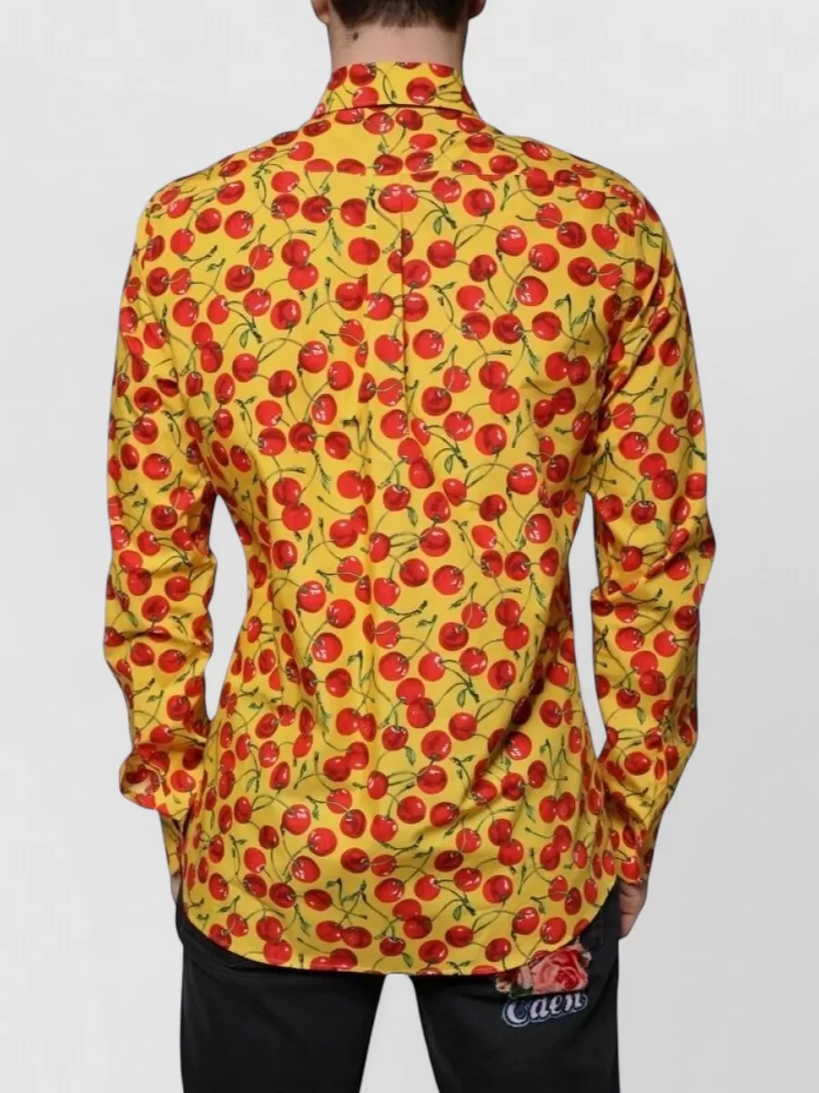 Dolce&Gabbana Cherry-Print Cotton Long-Sleeve Shirt