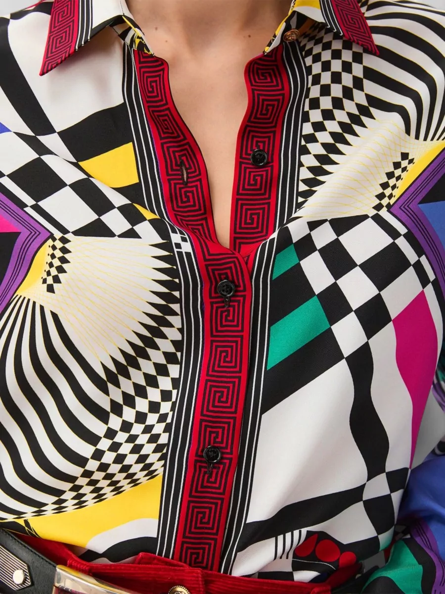 Versace Silk Printed Long-Sleeve Shirt