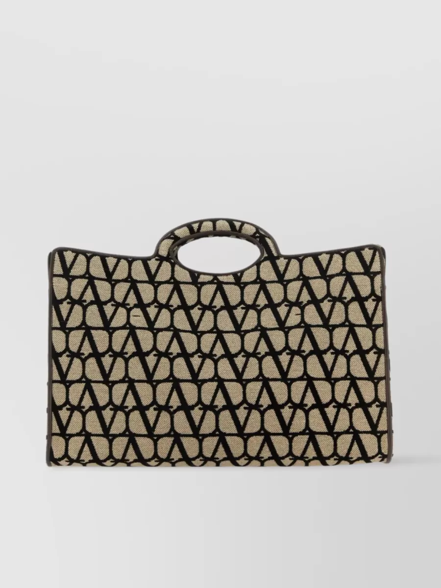 Shop Valentino Iconographic Canvas Third Shopping Bag In Beige