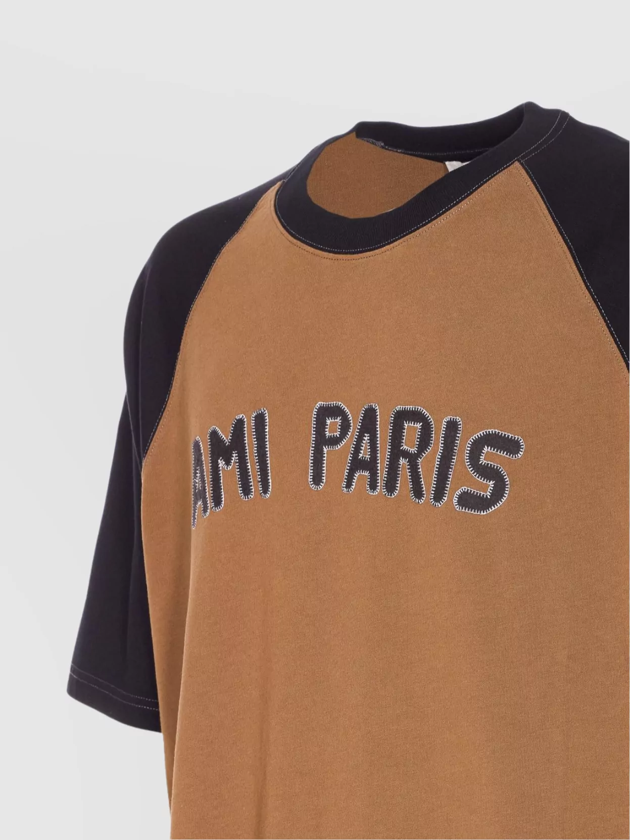 Ami Alexandre Mattiussi Ami Paris Men Cotton Colorblock T-shirt In Brown