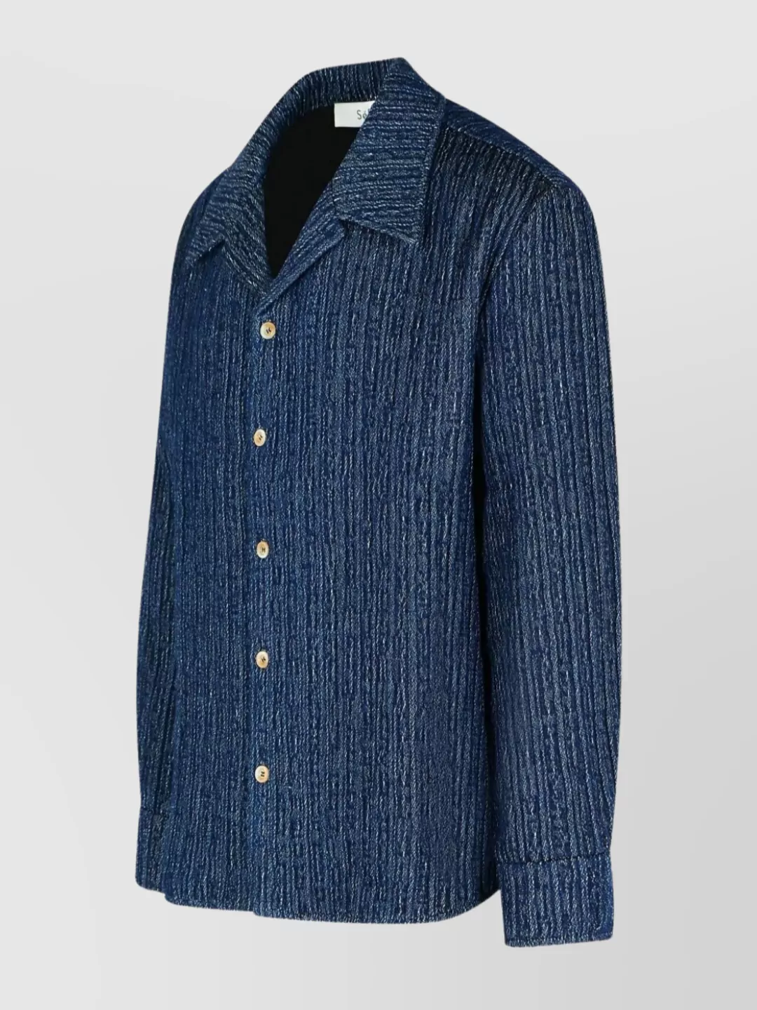 Séfr Camp Collar Long Sleeve Textured Jacket