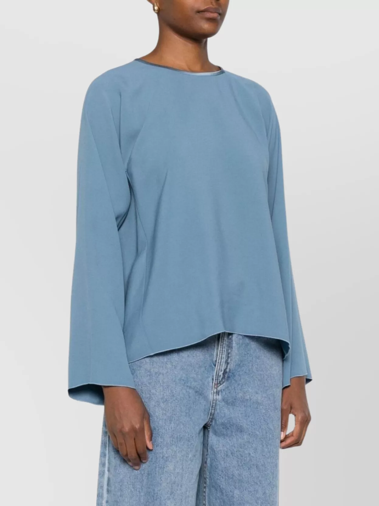 Forte Forte Round Neck Long Sleeve Satin Top