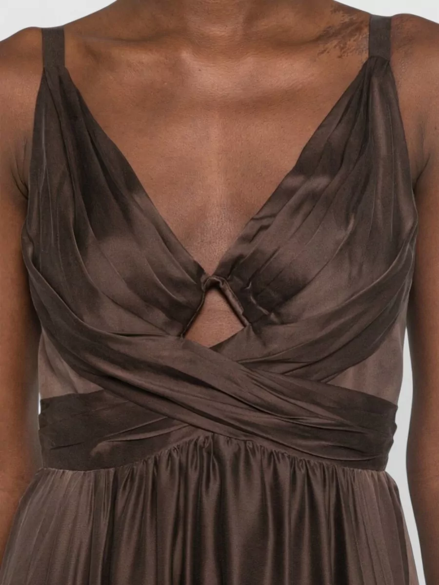 Zimmermann Silk Draped Cutout V-Neck Maxi Dress